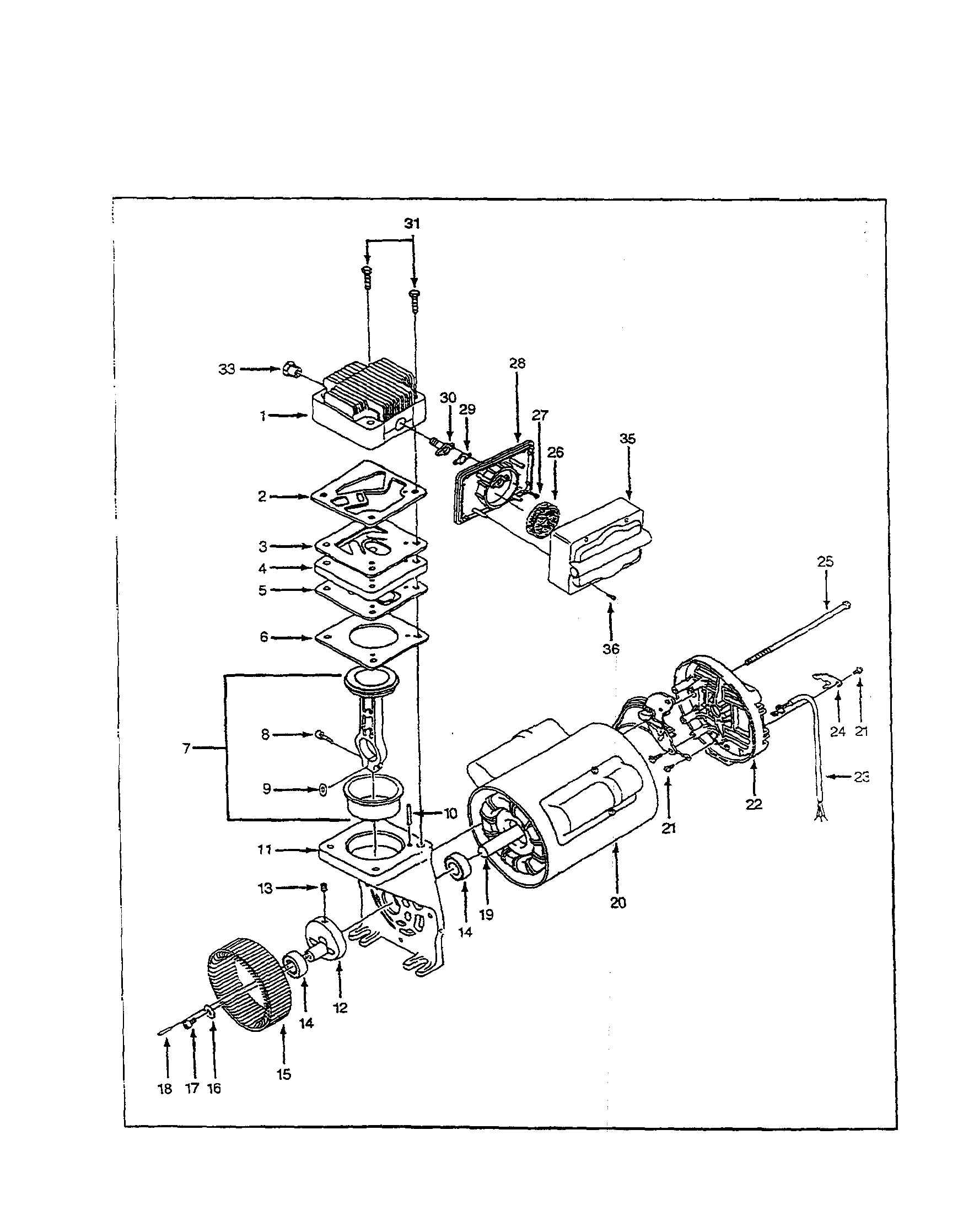 Campbell Hausfeld WL6007 complete pump breakdown diagram
