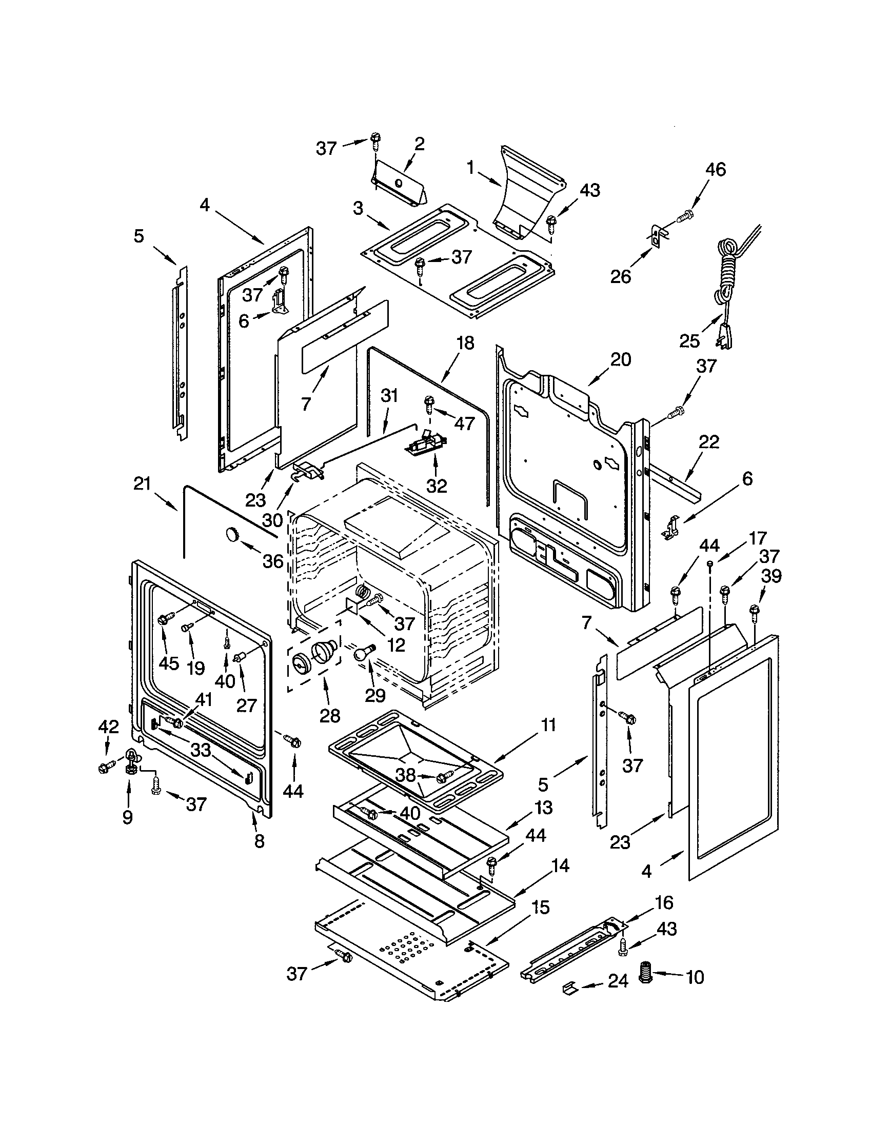 Whirlpool SF387LEGZ0 chassis diagram