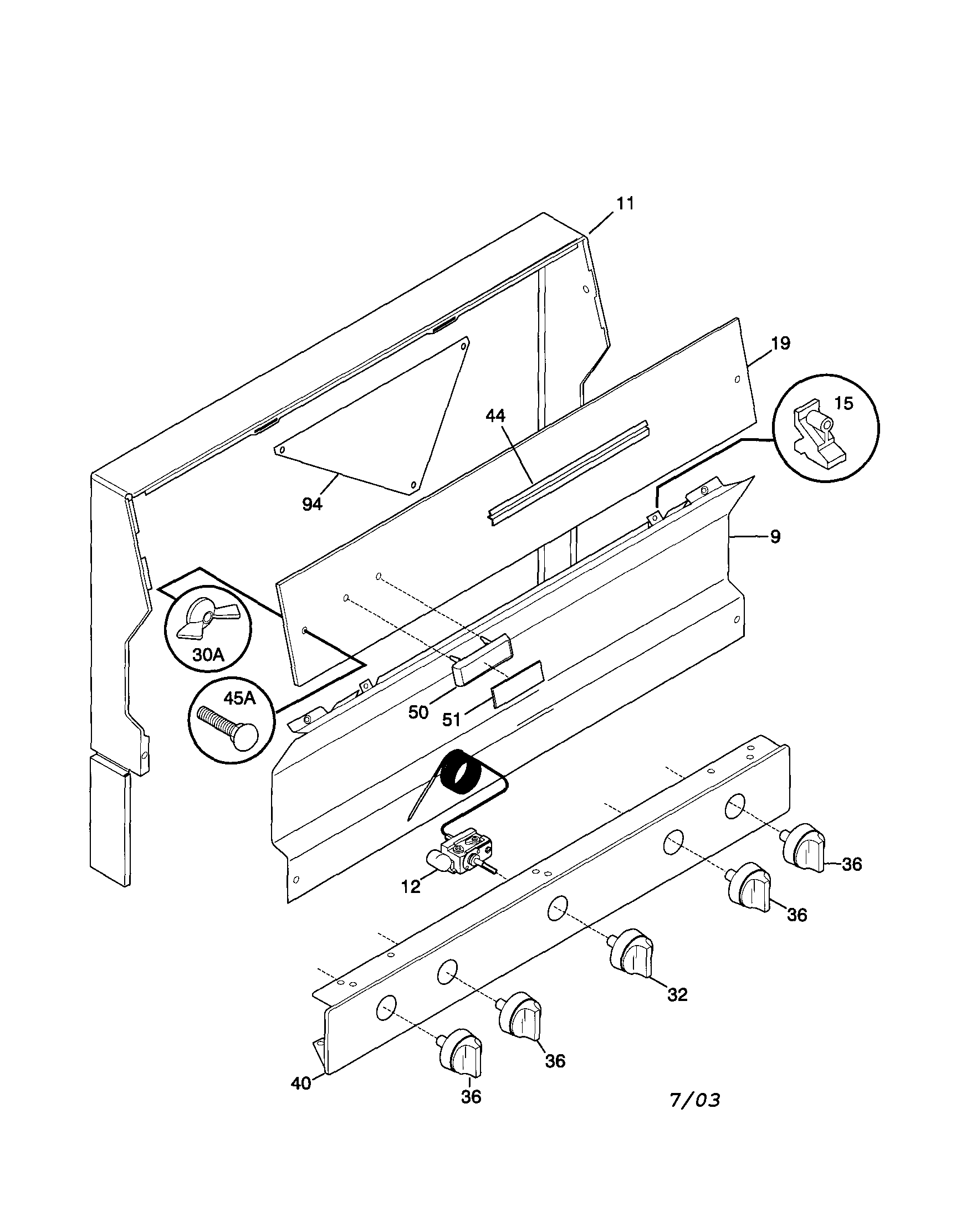 Frigidaire FPF311PHWA backguard diagram
