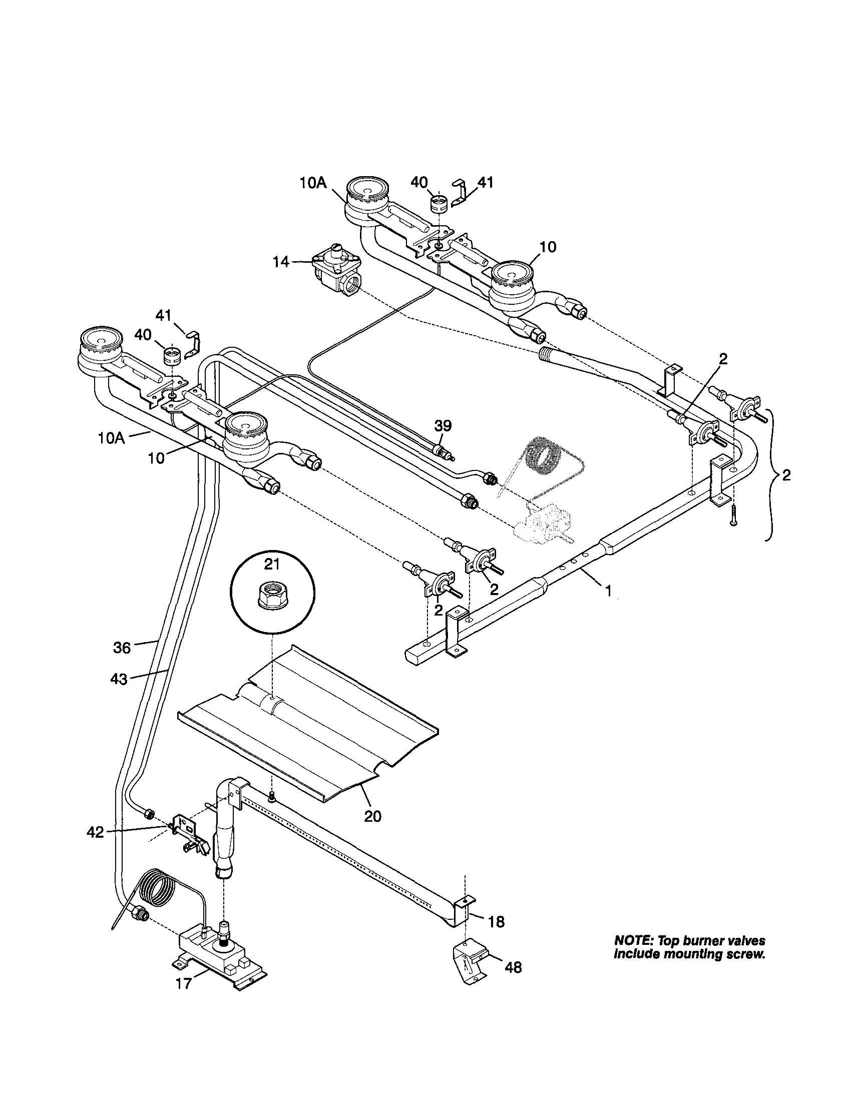 Frigidaire FPF311PHWA burner diagram