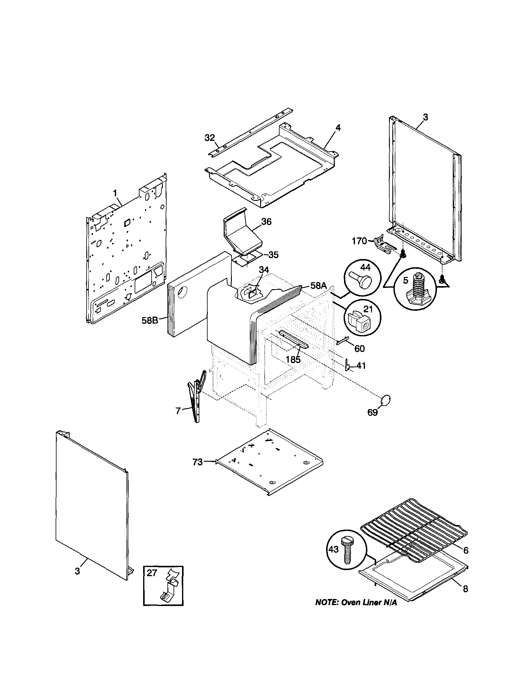 Frigidaire FPF311PHWA body diagram