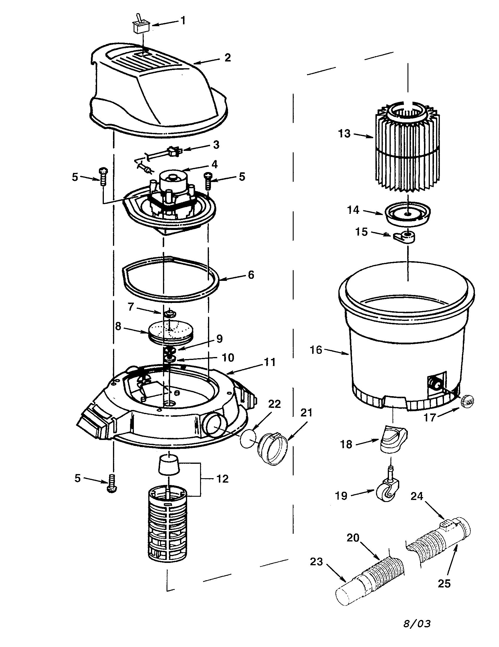 Craftsman 113177920 16 gallon wet/dry vac diagram