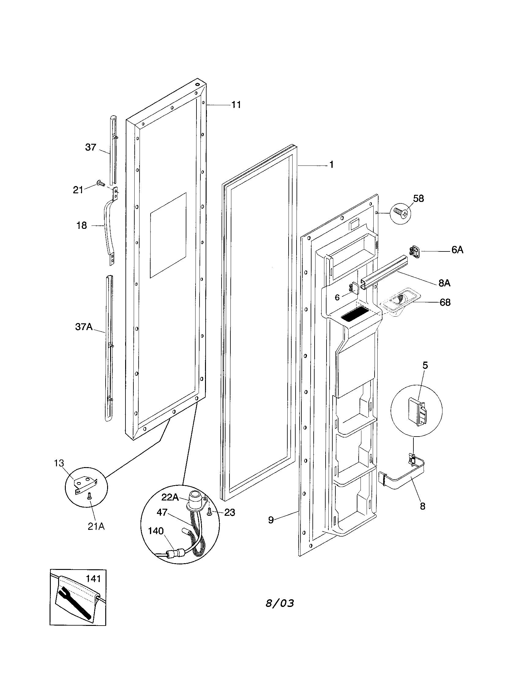 Frigidaire FRS22ZRHD3 freezer door diagram