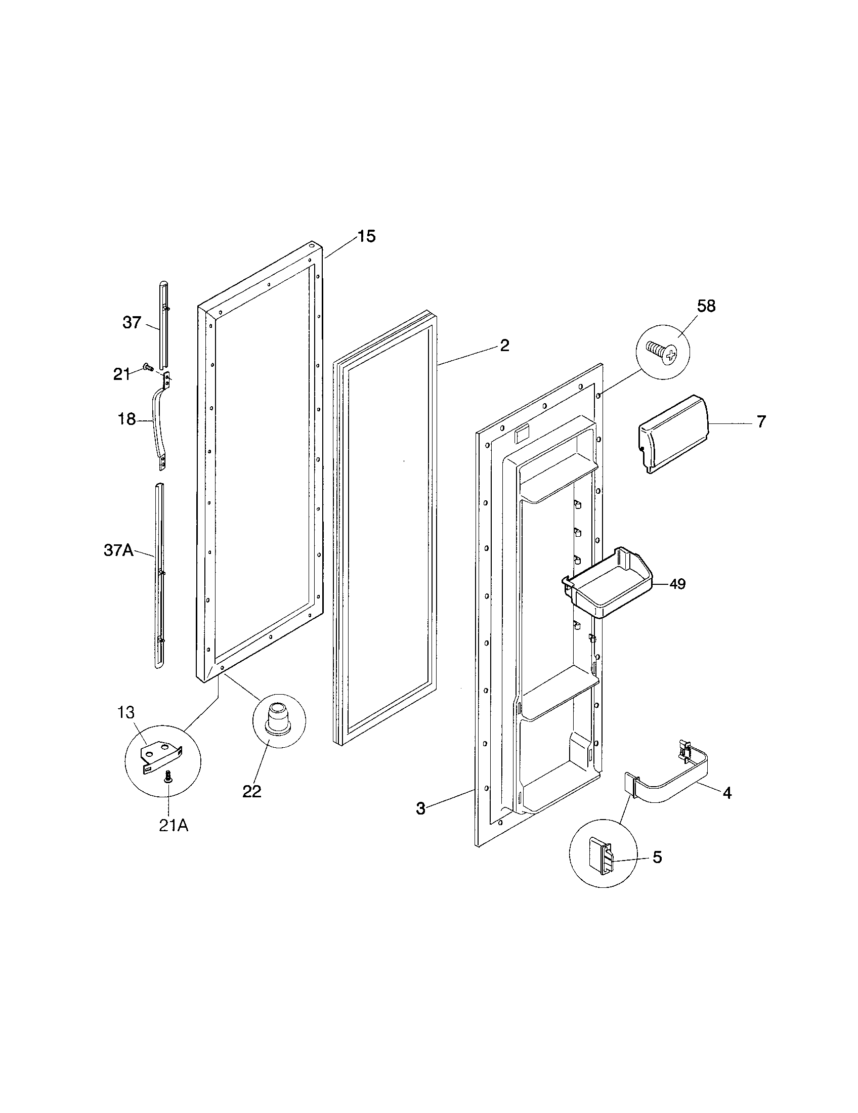 Frigidaire FRS22ZRHD3 refrigerator door diagram