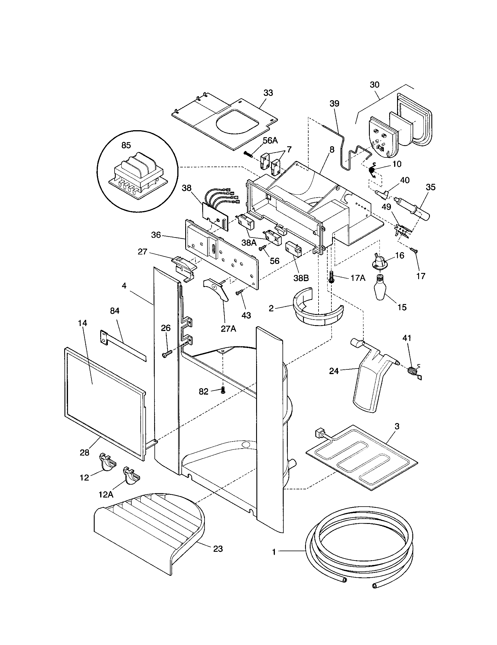 Frigidaire FRS22ZRHD3 dispenser diagram