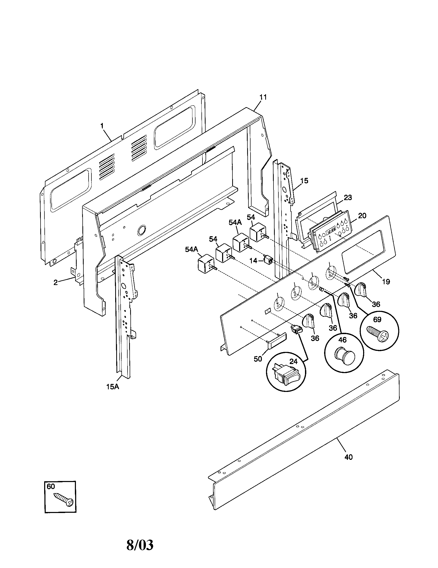 Frigidaire GEF365BHSA backguard diagram