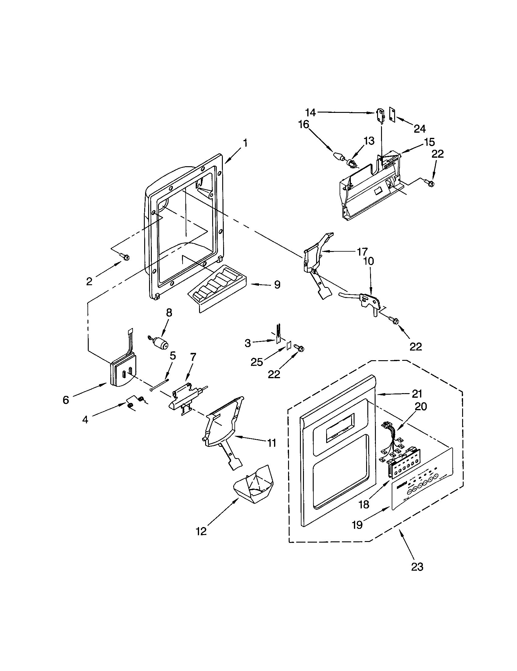 Kenmore 10653272301 dispenser front diagram