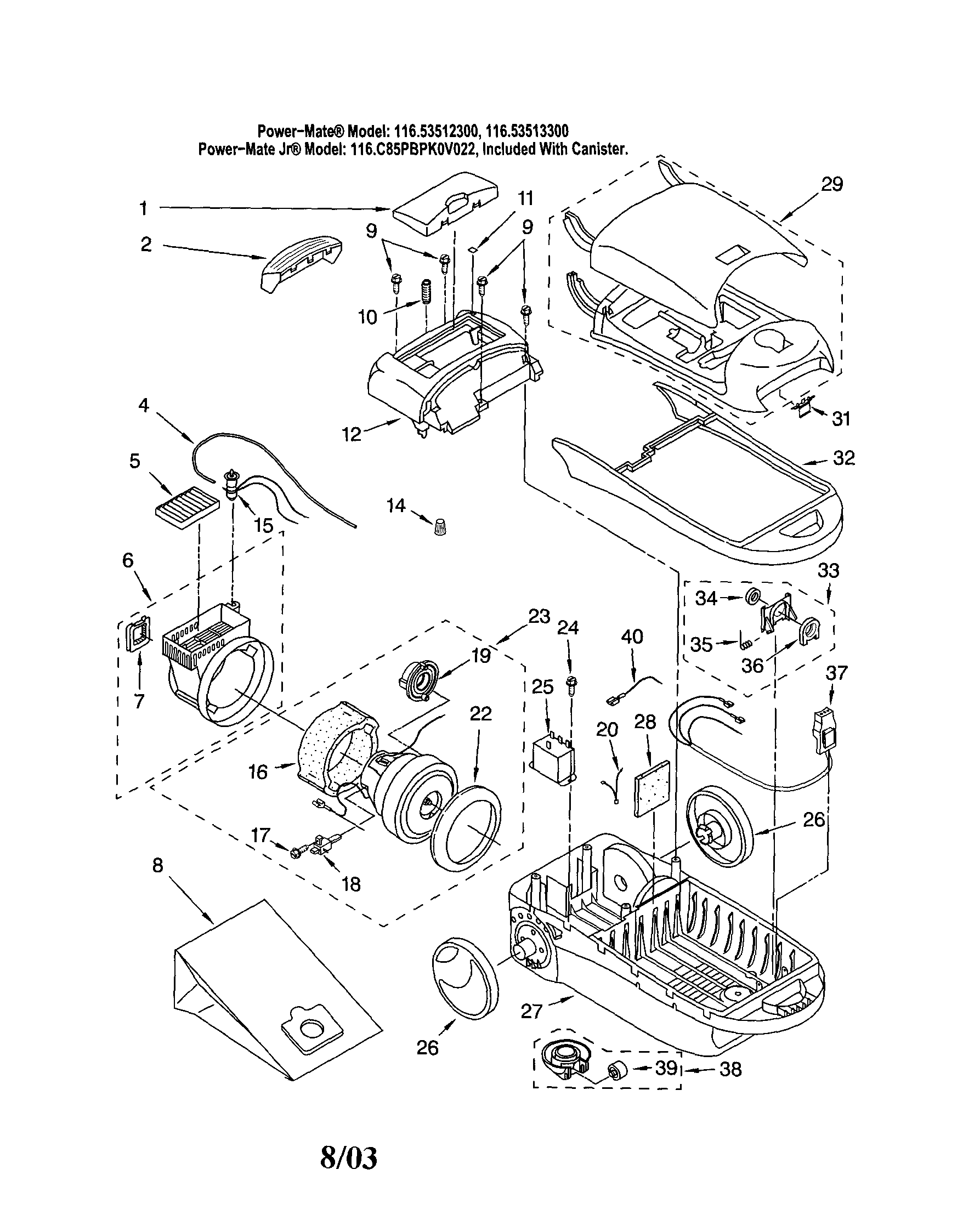 Kenmore 11623512300 base/canopy diagram