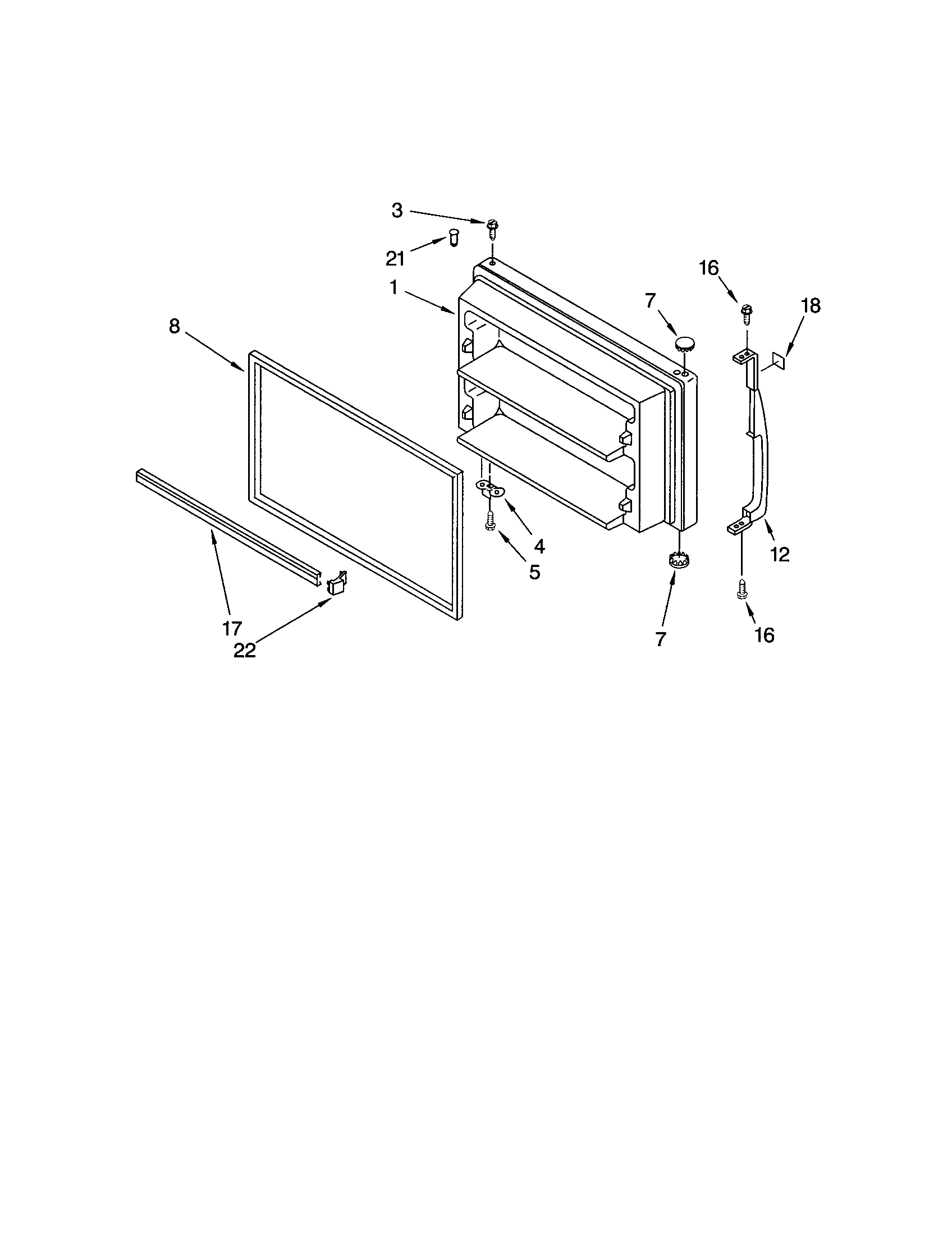 Kenmore 10673972301 freezer door diagram