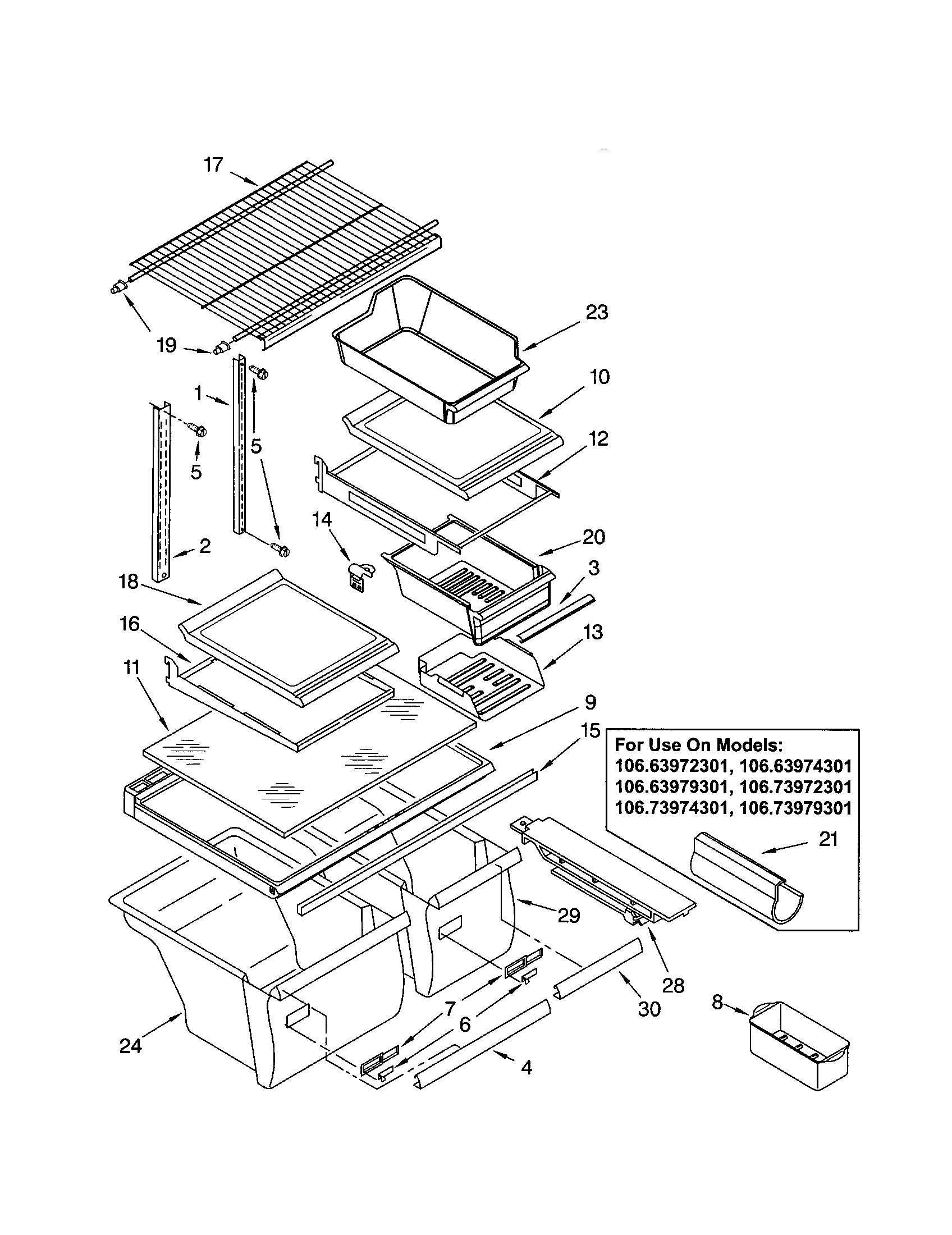 Kenmore 10673972301 shelf diagram
