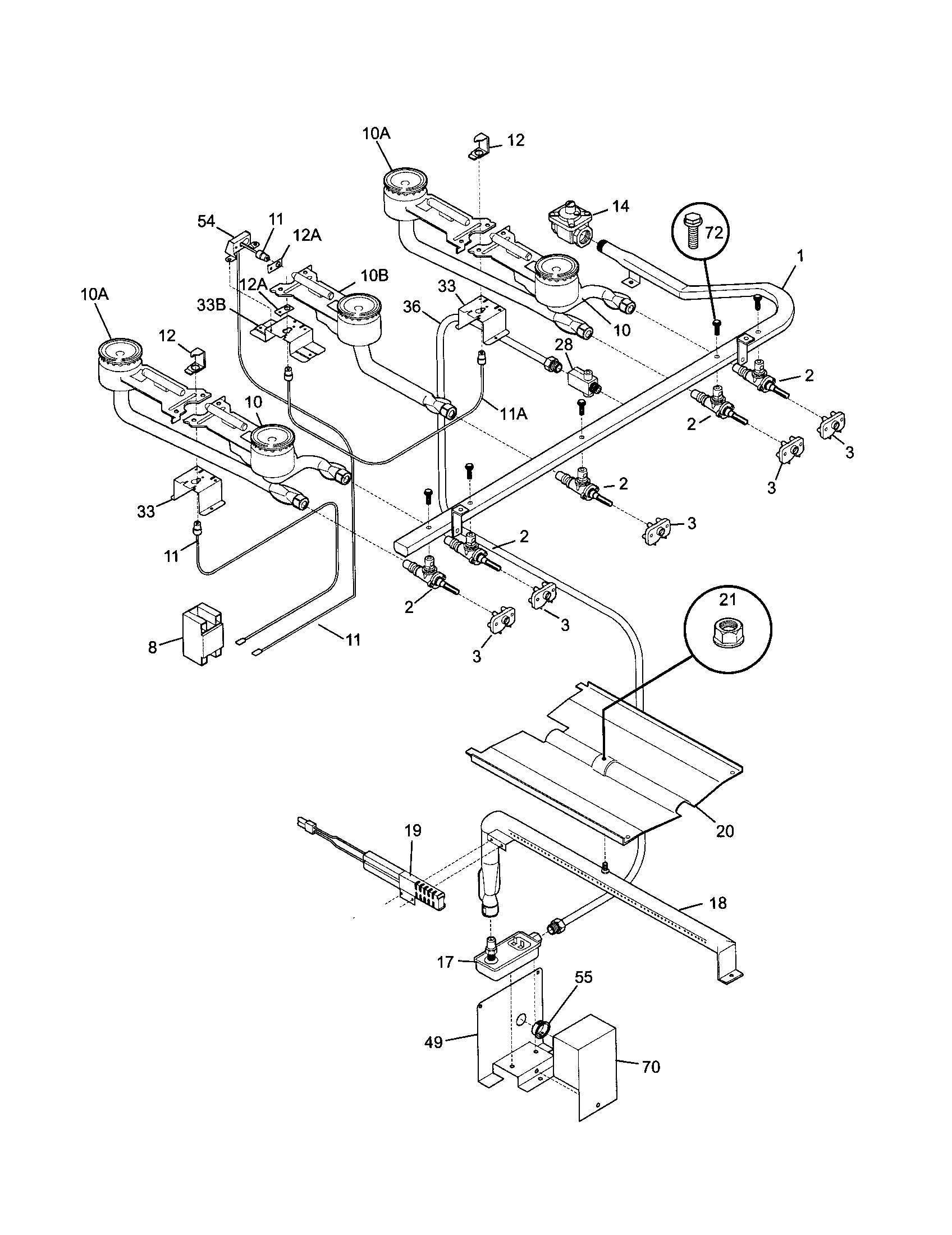 Tappan TGF605WFW5 burner diagram