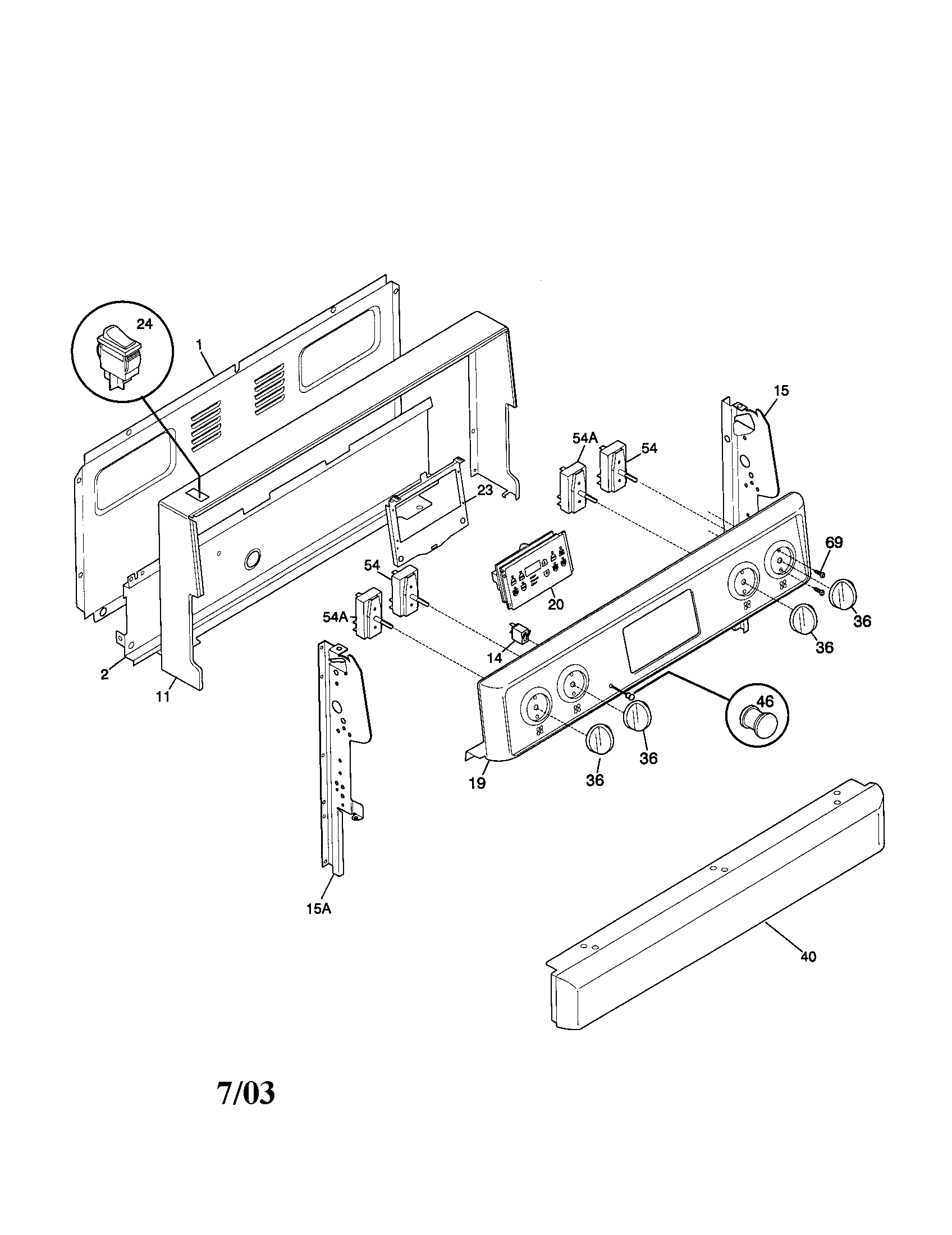 Frigidaire FEF365CGTC backguard diagram