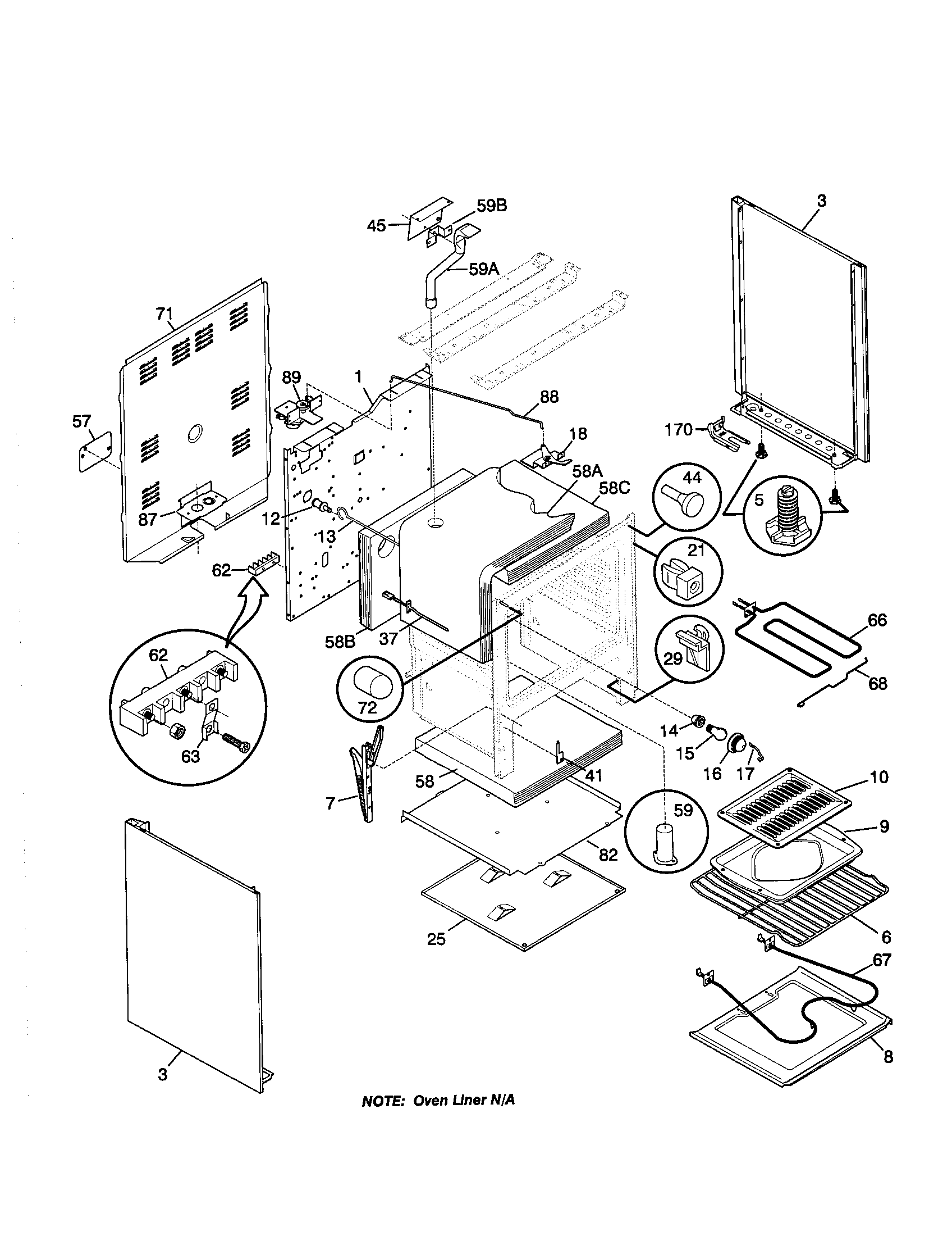 Frigidaire FEF365CGTC body diagram