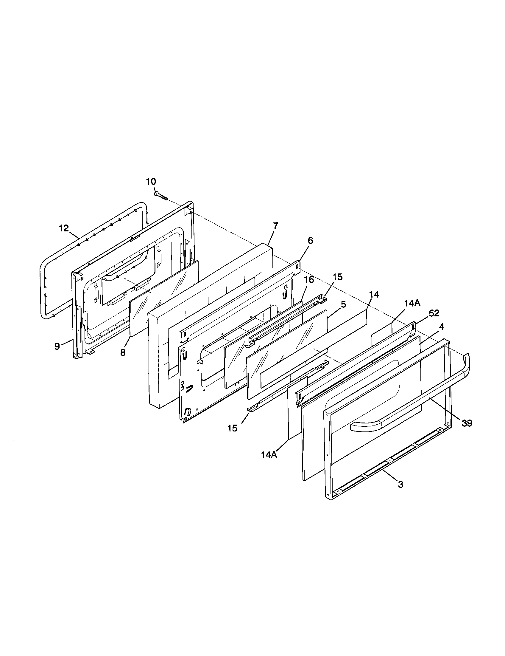 Frigidaire FEF365CGTC door diagram
