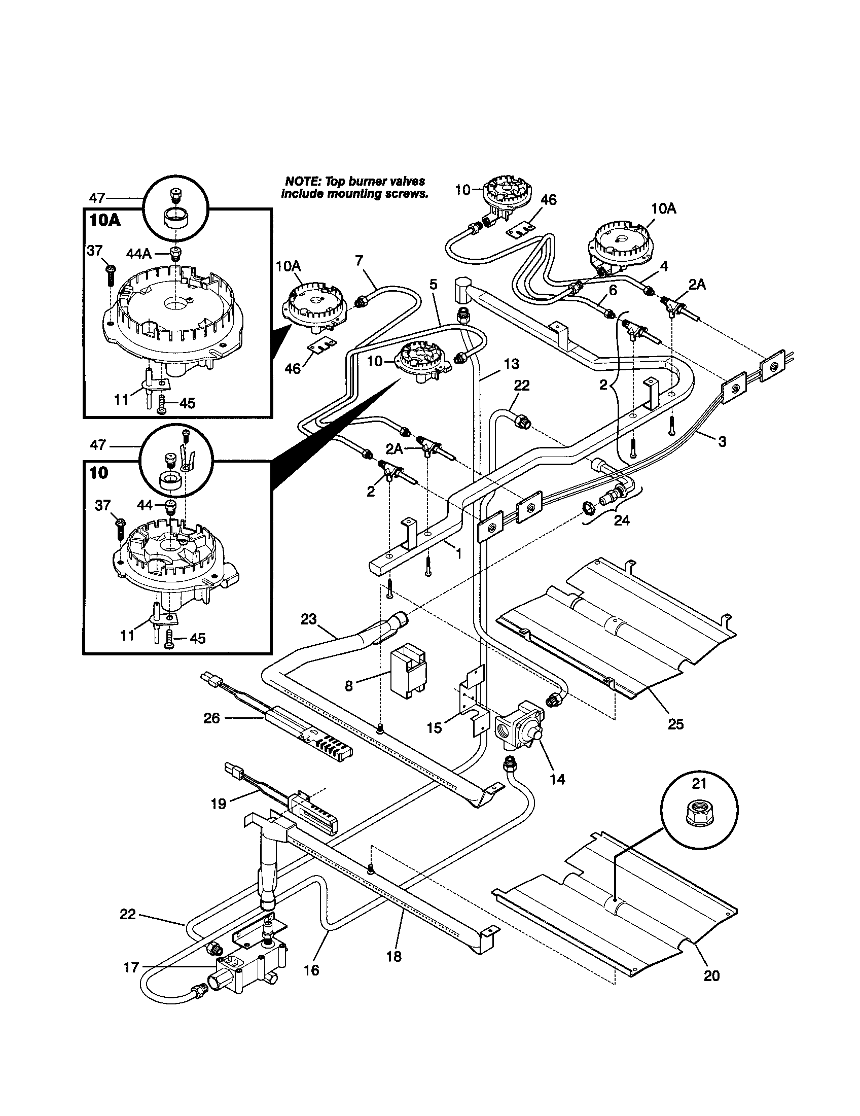 Frigidaire FGF376CETR burner diagram