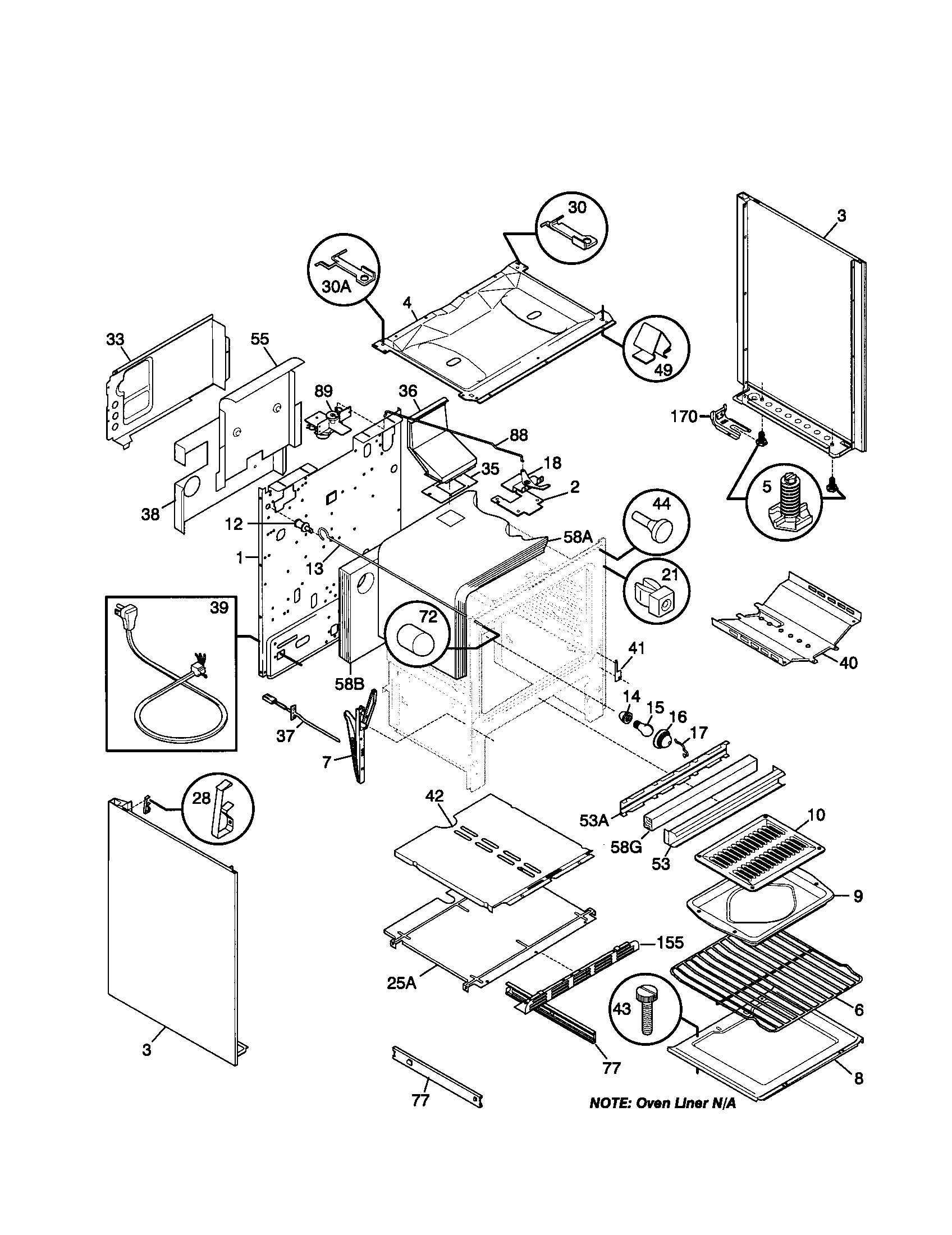 Frigidaire FGF376CETR body diagram