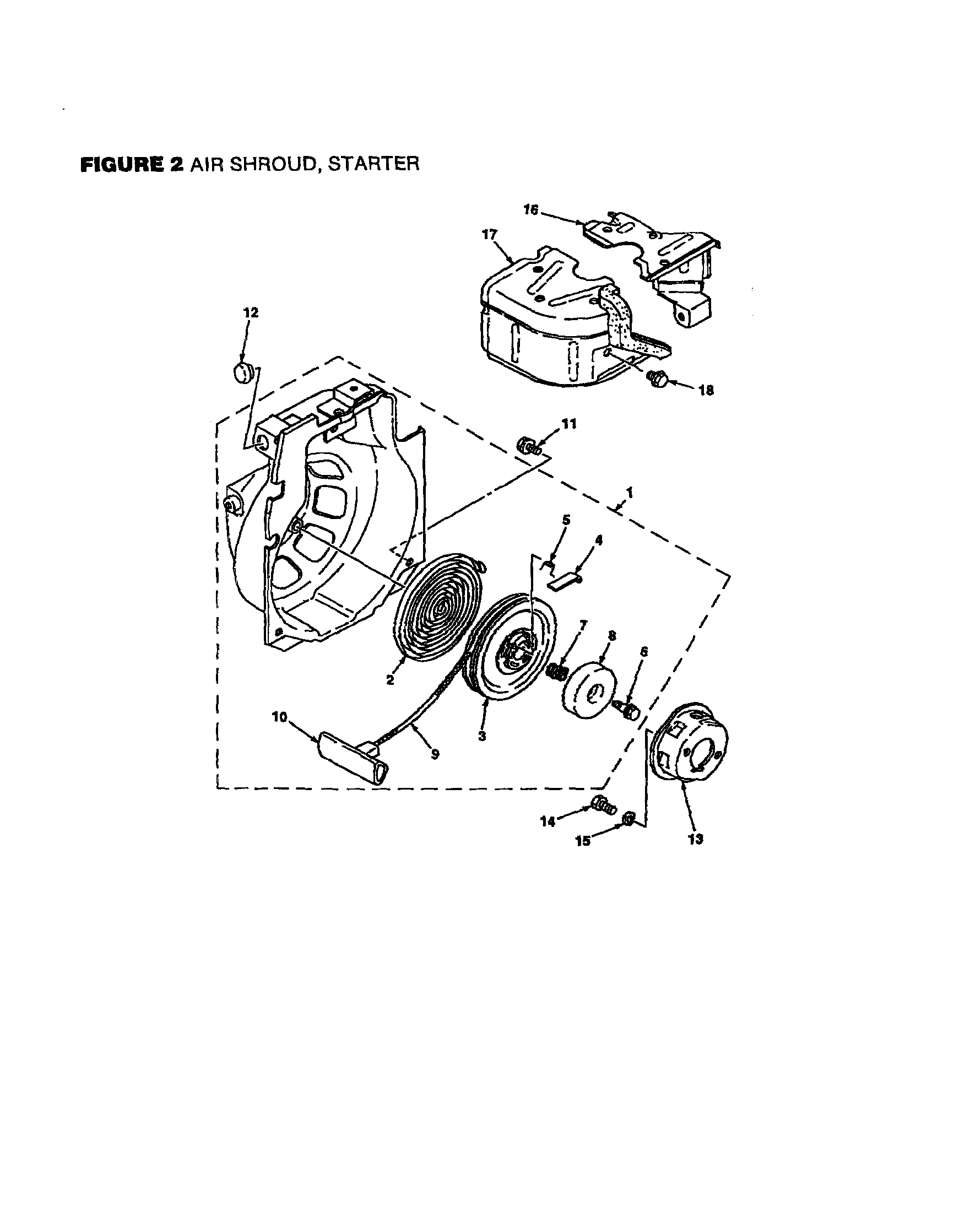 Homelite UT-04005 air shroud and starter diagram