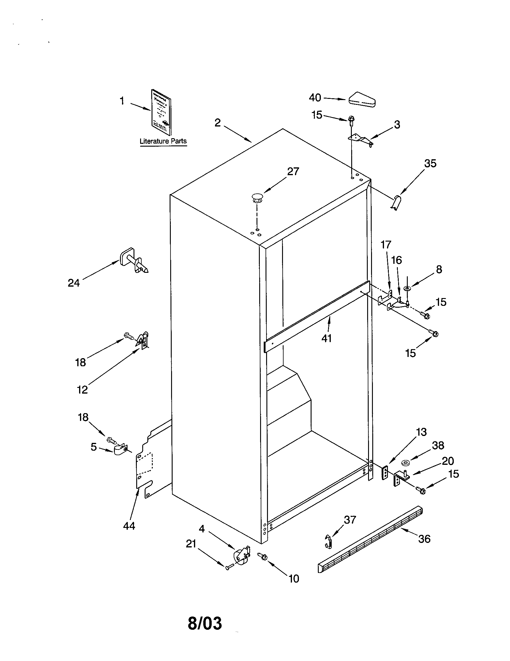 Kenmore 10663154301 cabinet diagram