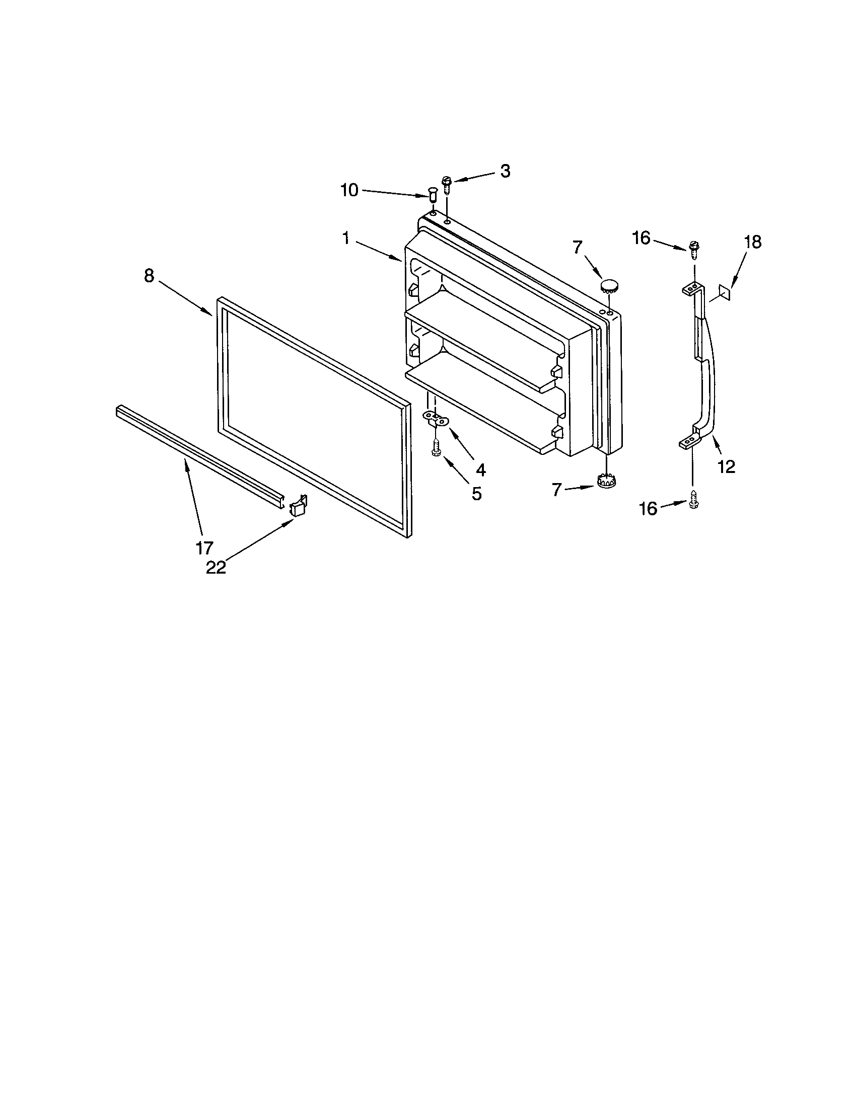 Kenmore 10663154301 freezer door diagram