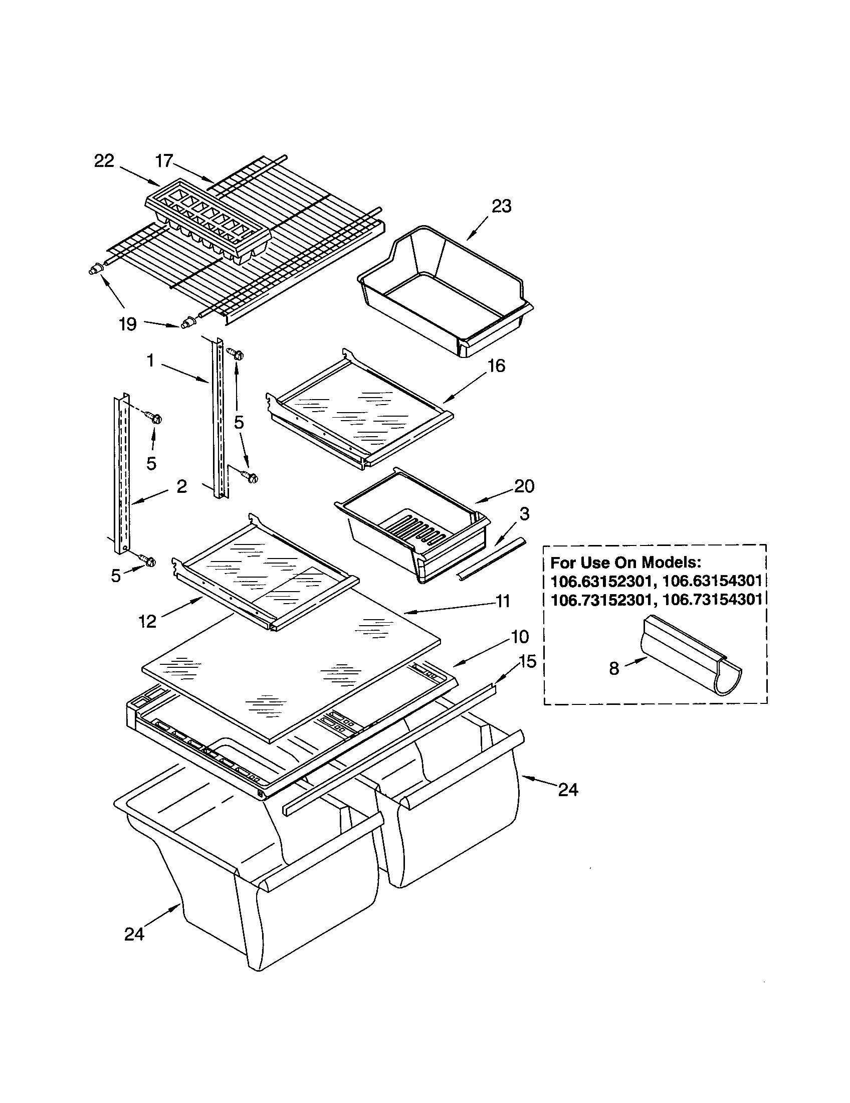 Kenmore 10663154301 shelf diagram