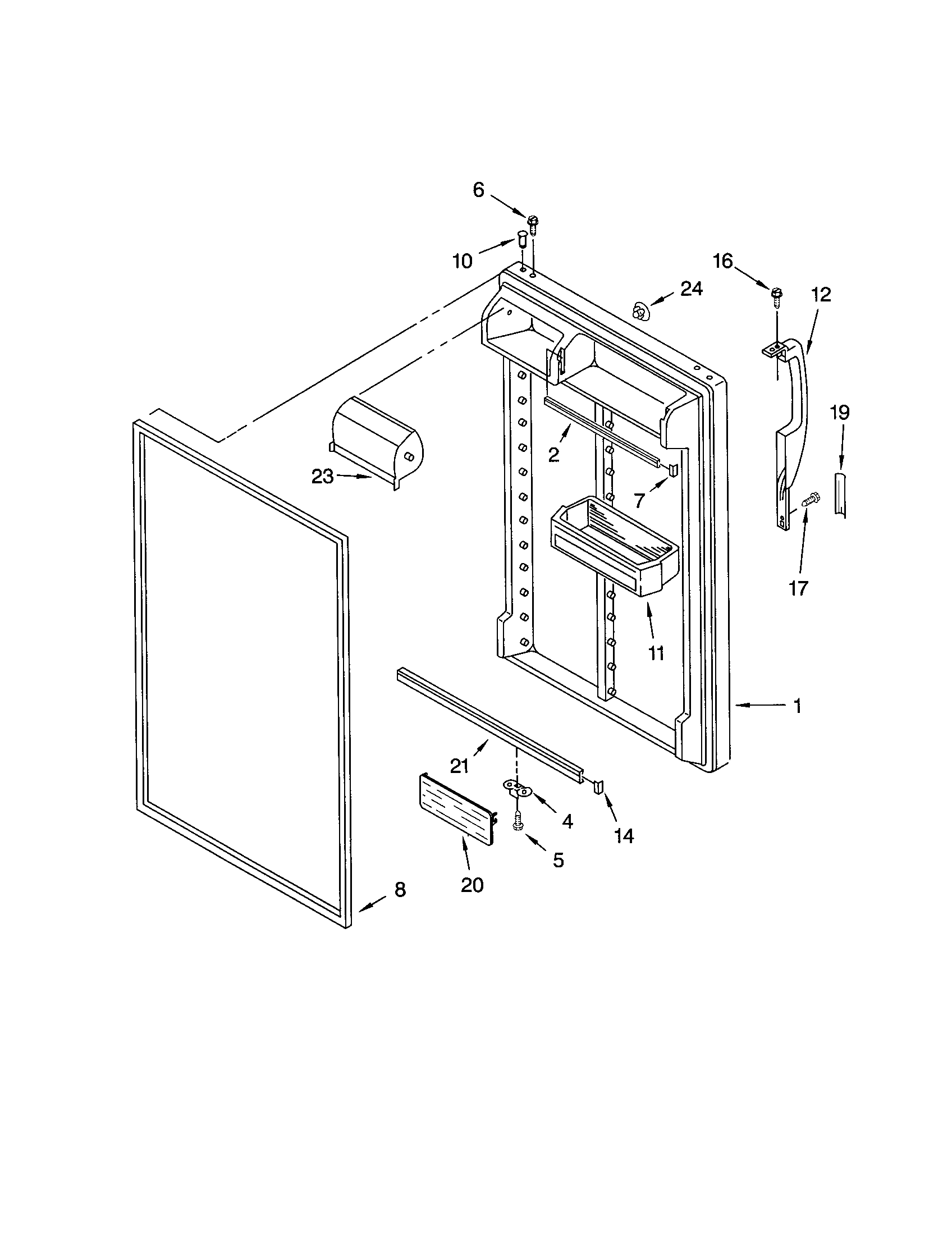 Kenmore 10663154301 refrigerator door diagram