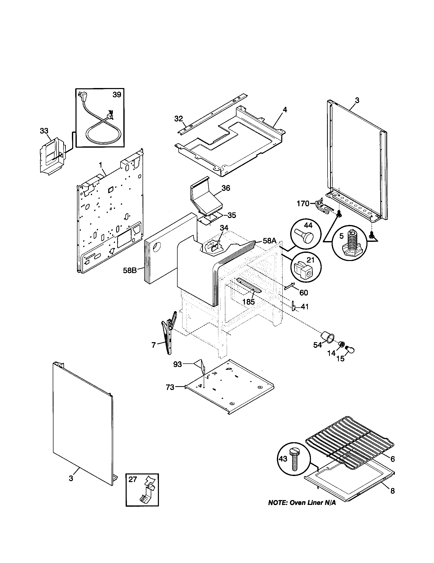 Frigidaire FGF316WGSH body diagram