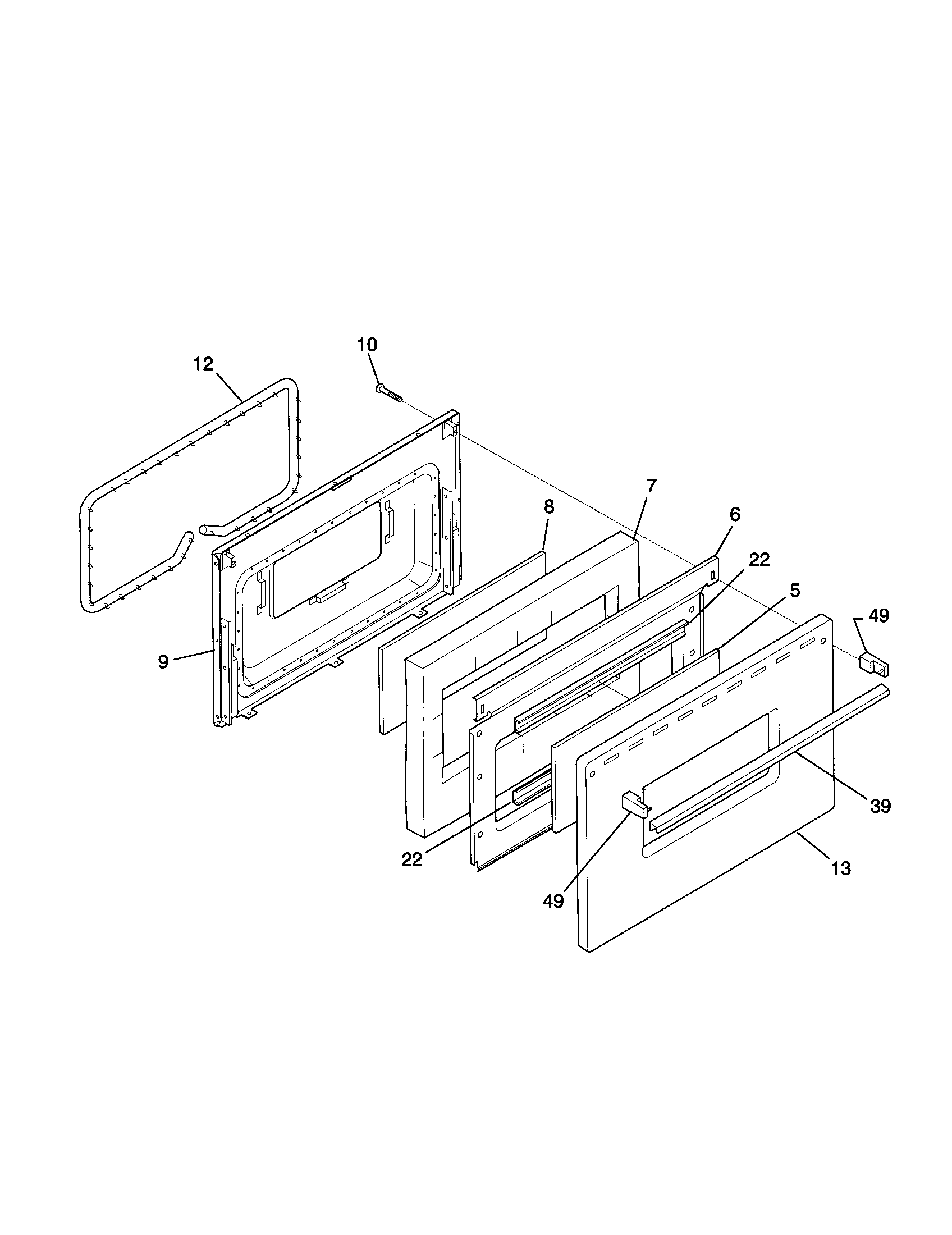 Frigidaire FGF316WGSH door diagram