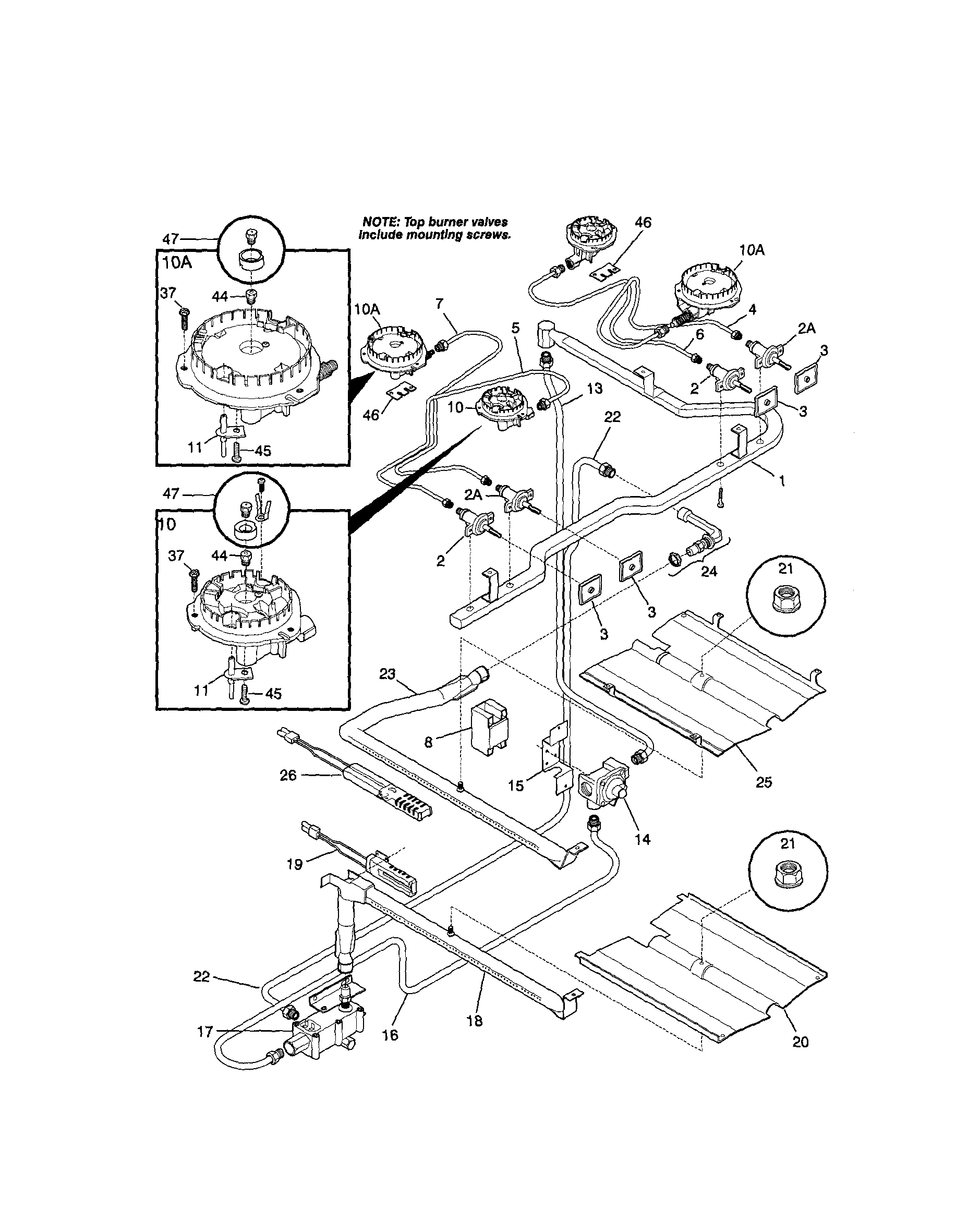 Frigidaire FGF376WESJ burner diagram
