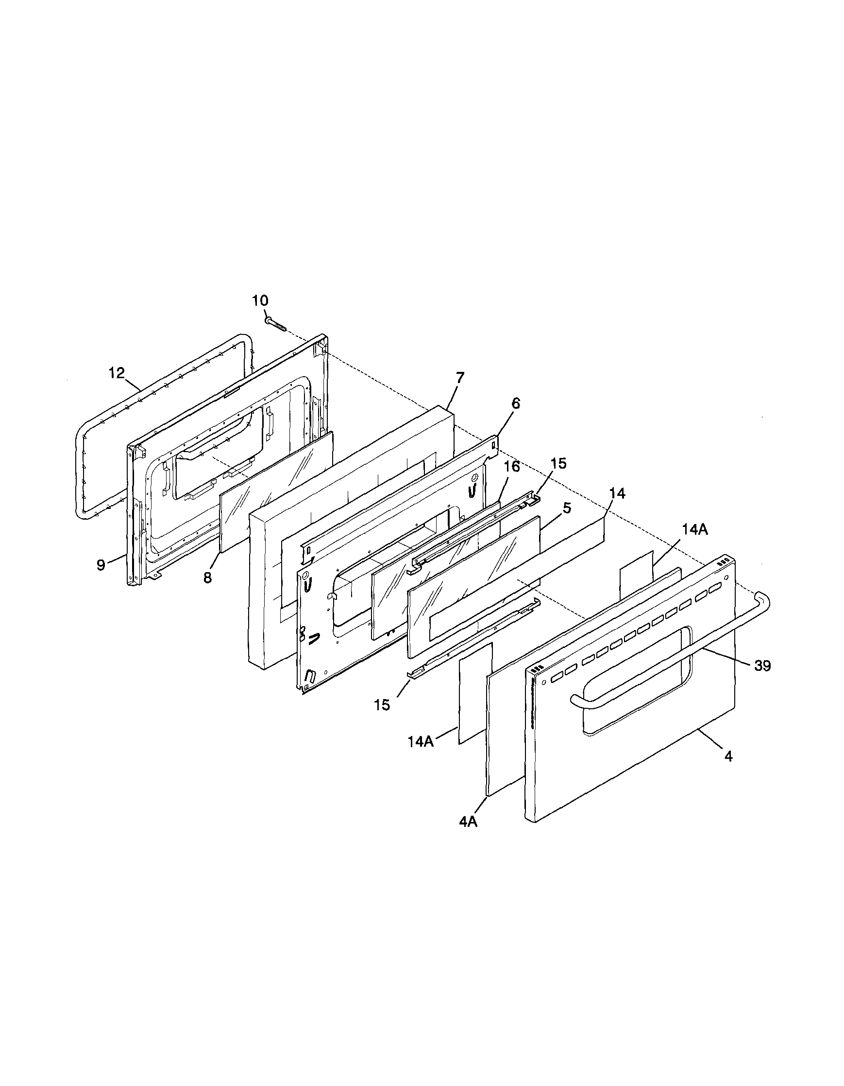 Frigidaire FGF376WESJ door diagram