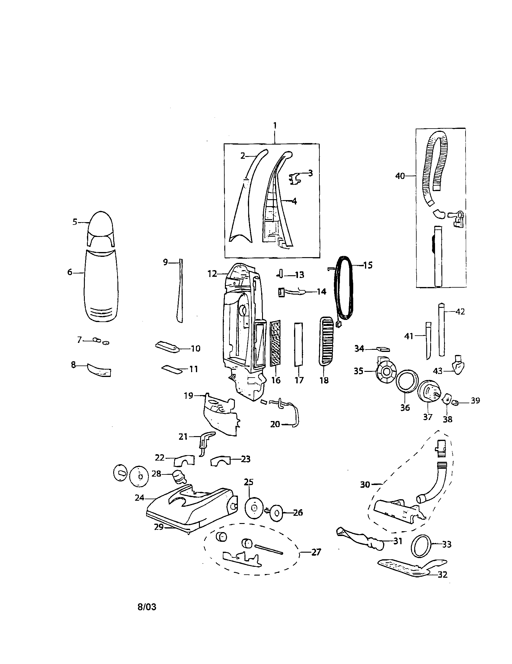 Bissell 3545-1 upright vac diagram