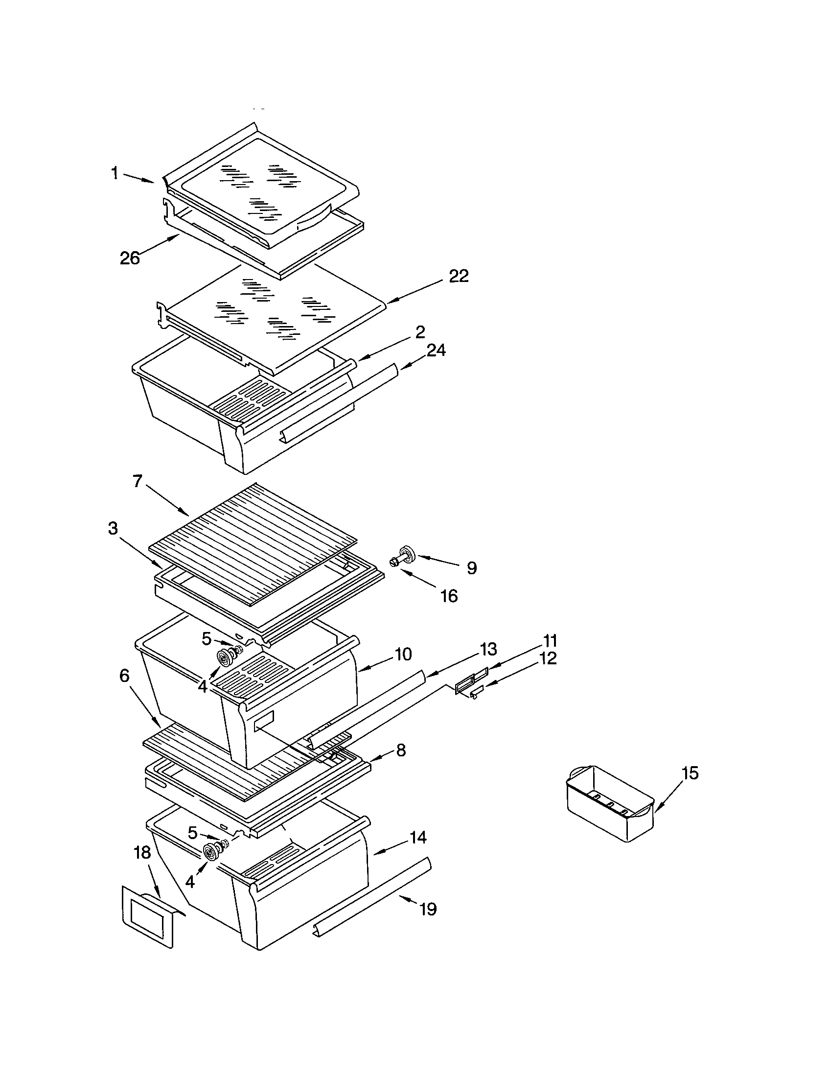 Kenmore 10651564104 refrigerator shelf diagram