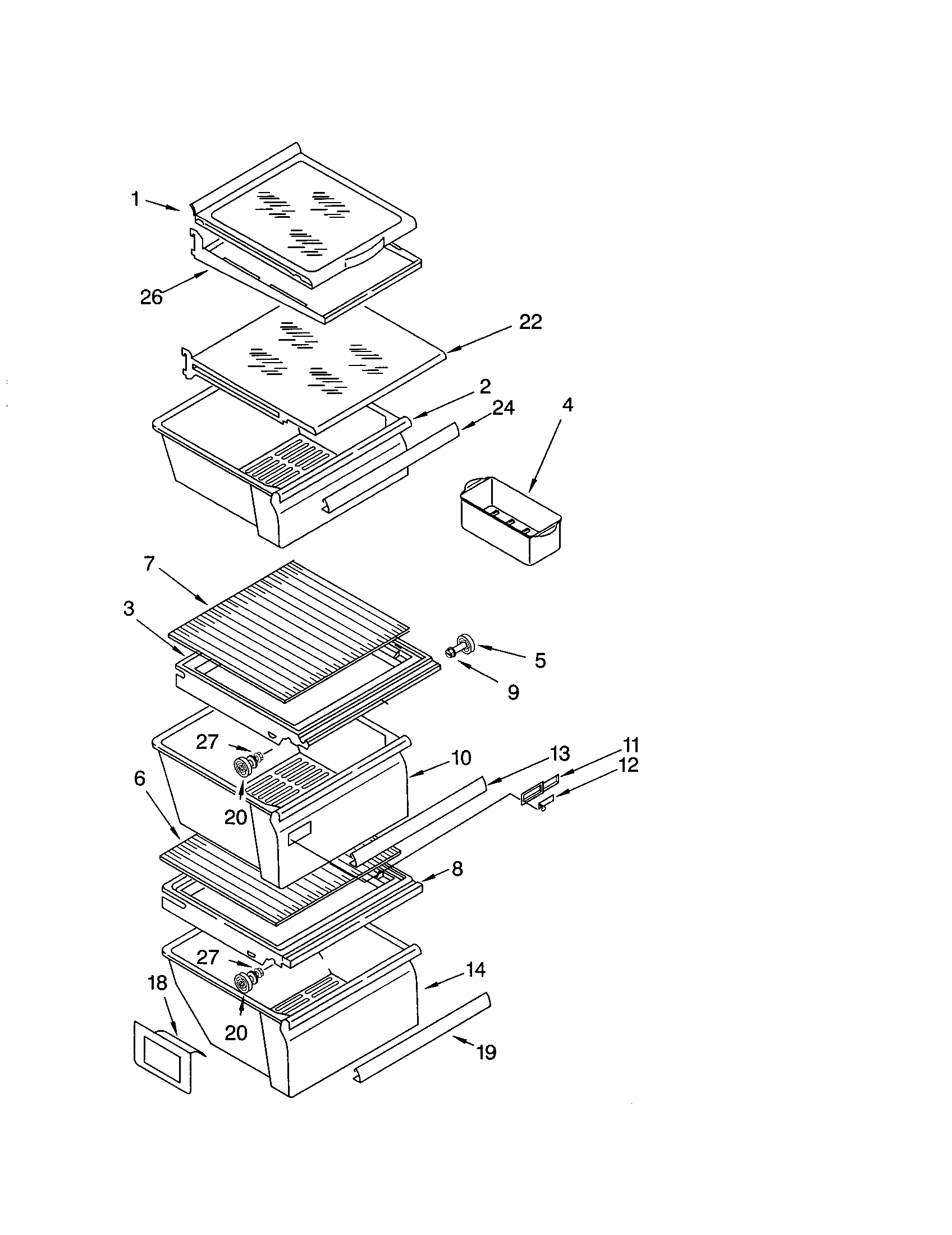 Kenmore 10651552104 refrigerator shelf diagram
