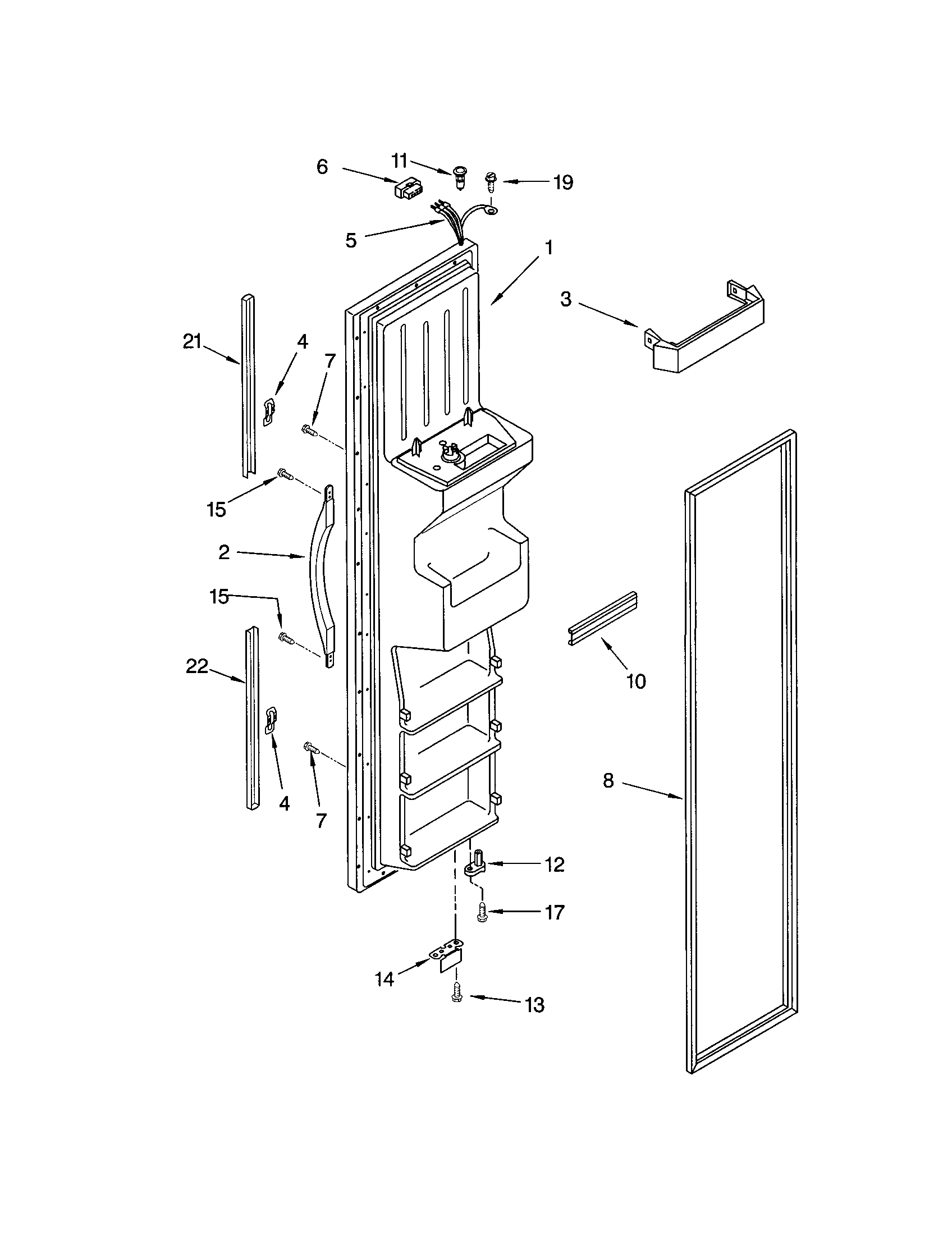 Kenmore 10651552104 freezer door diagram