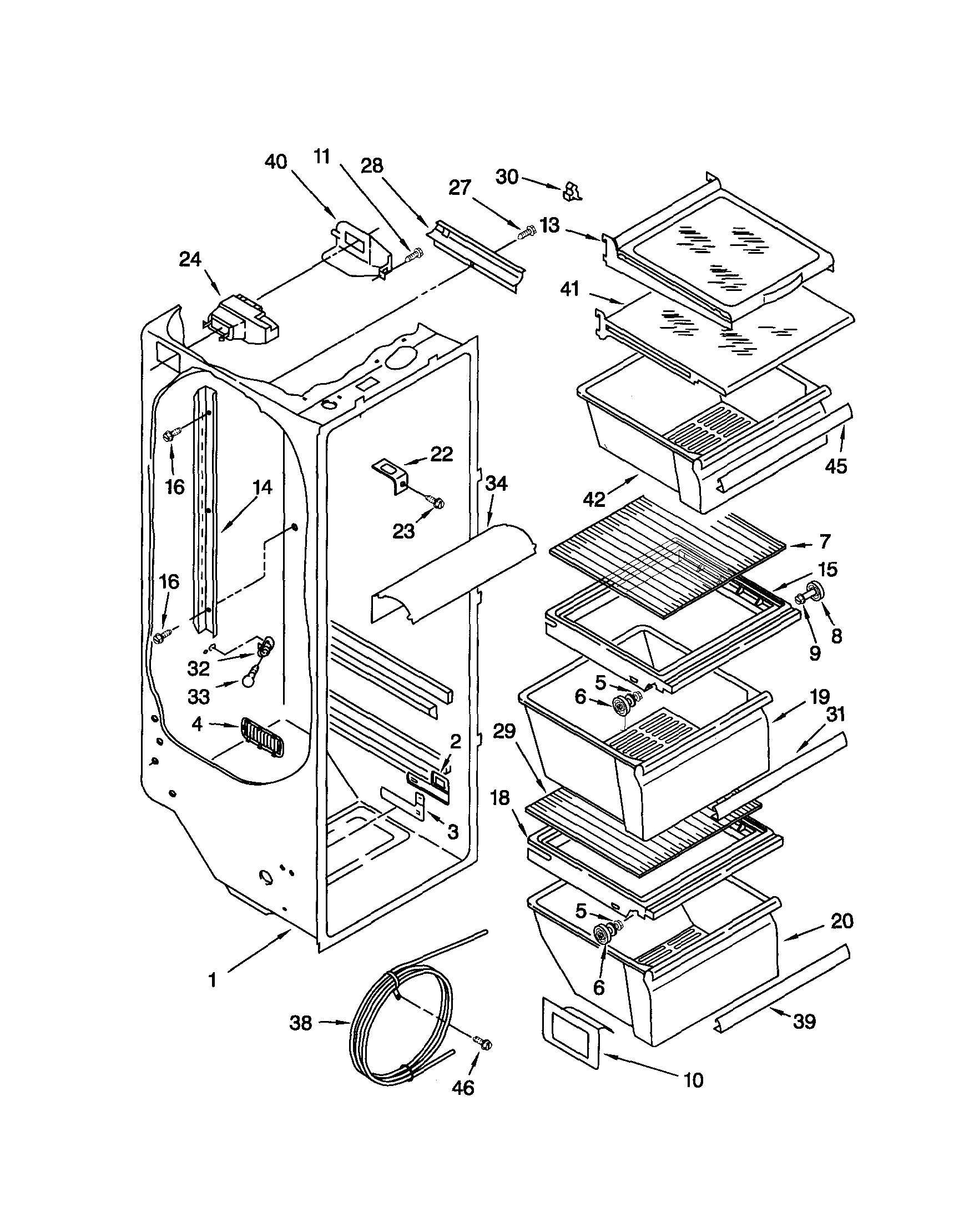 Kenmore 10651572201 refrigerator liner diagram