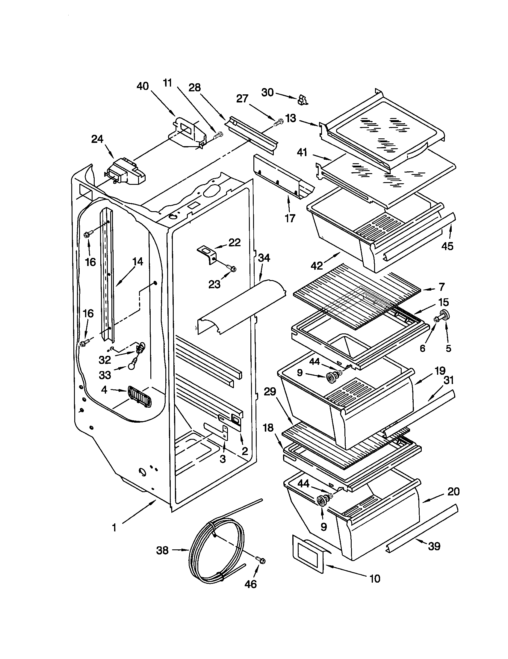 Kenmore 10651582201 refrigerator liner diagram