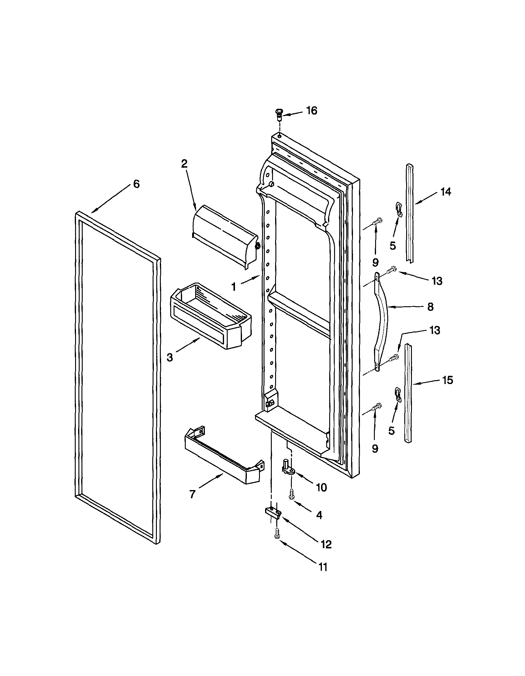Kenmore 10651582201 refrigerator door diagram