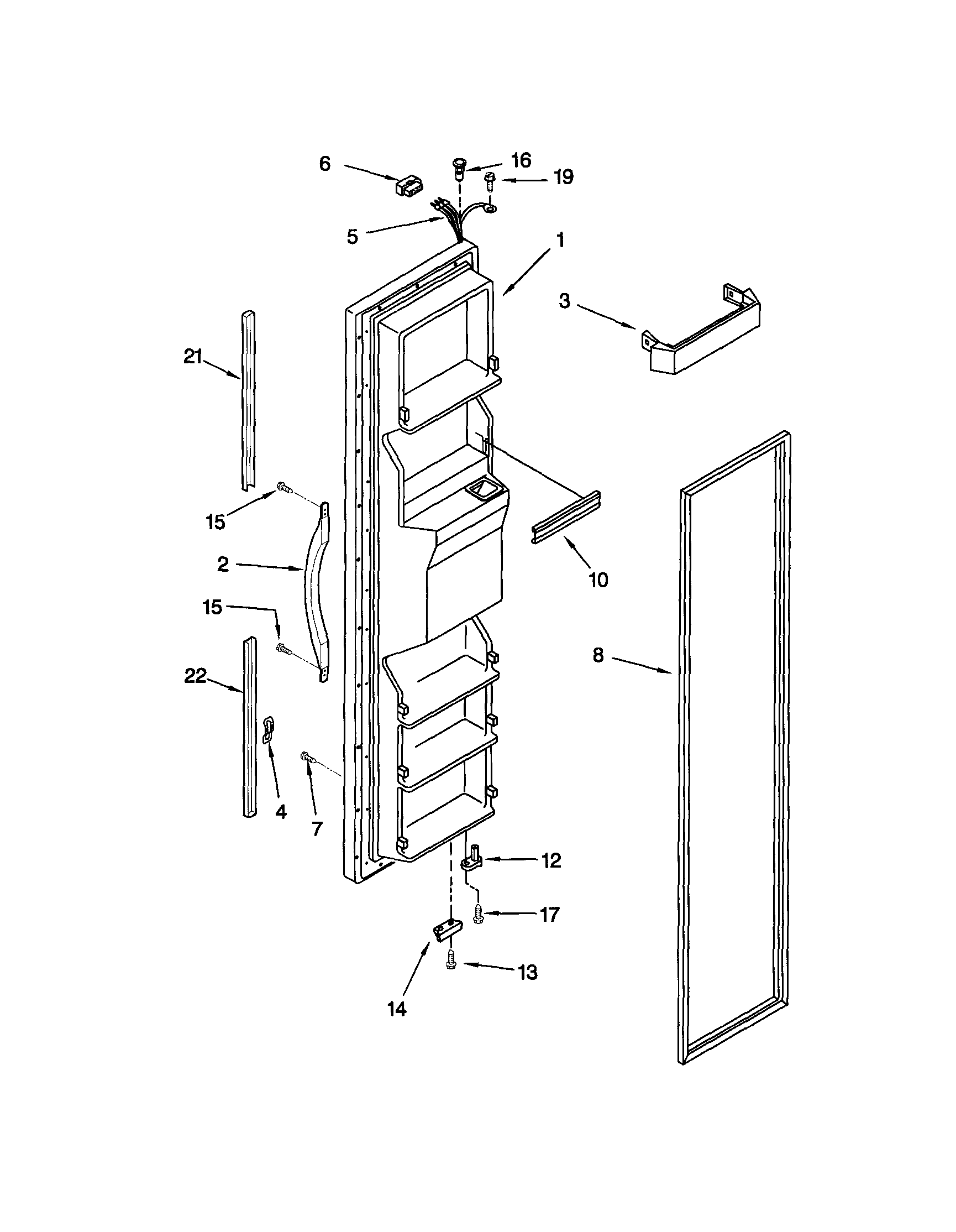 Kenmore 10651582201 freezer door diagram