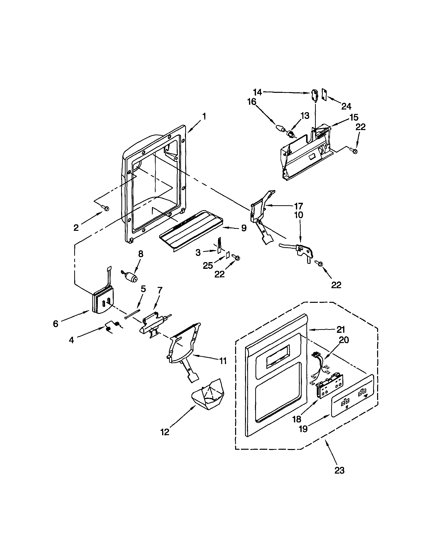 Kenmore 10651582201 dispenser front diagram