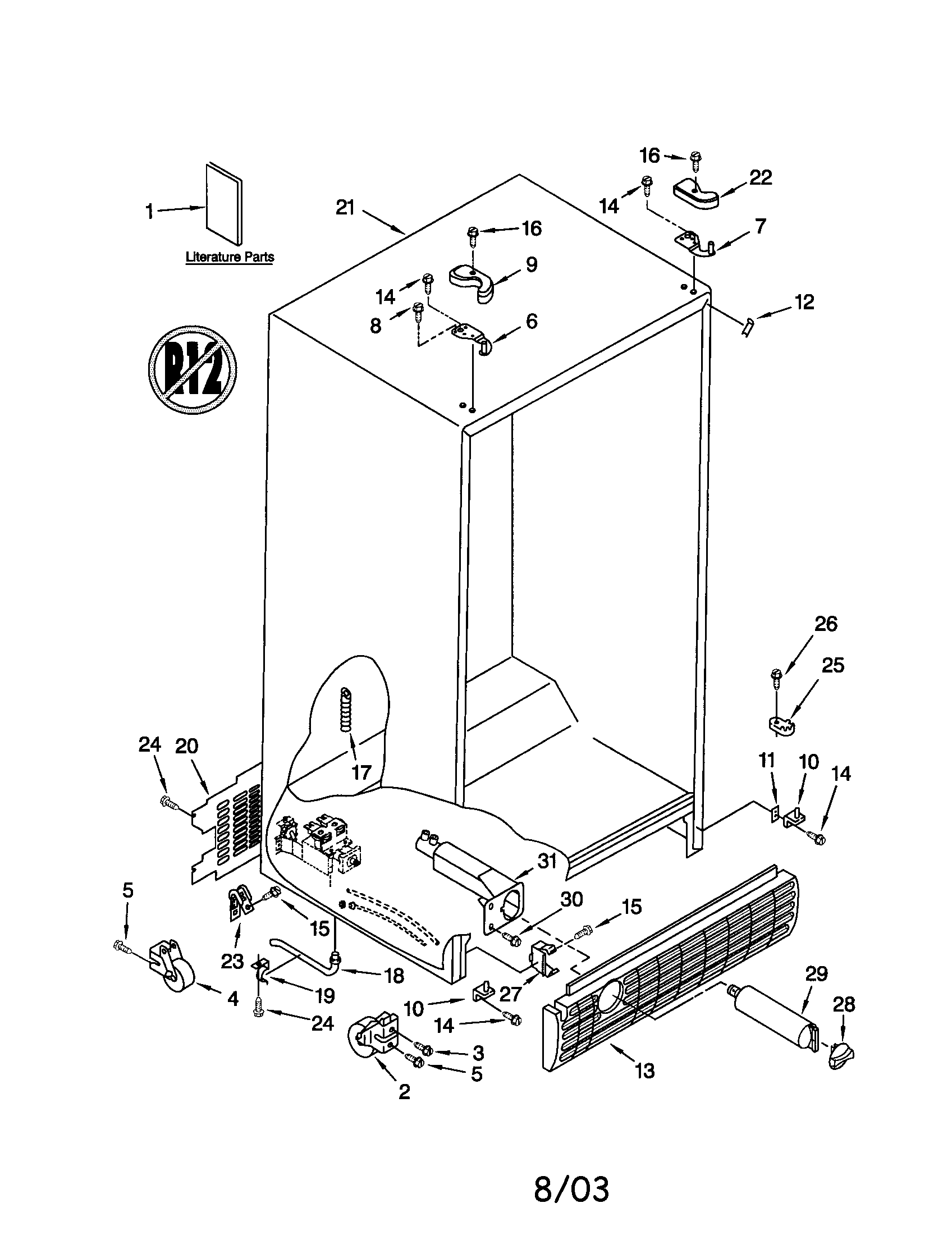 Kenmore 10652572202 cabinet diagram