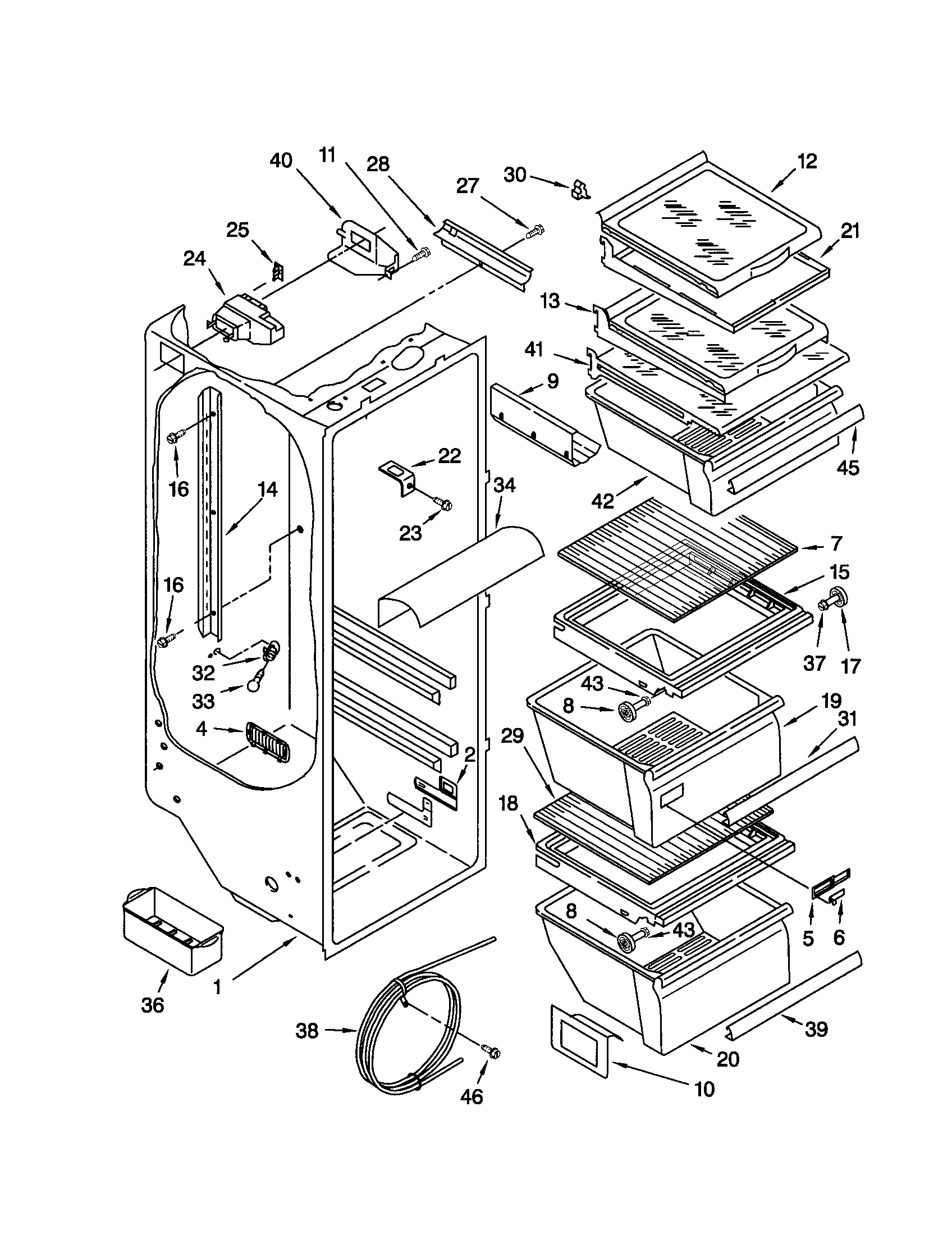 Kenmore 10652572202 refrigerator liner diagram