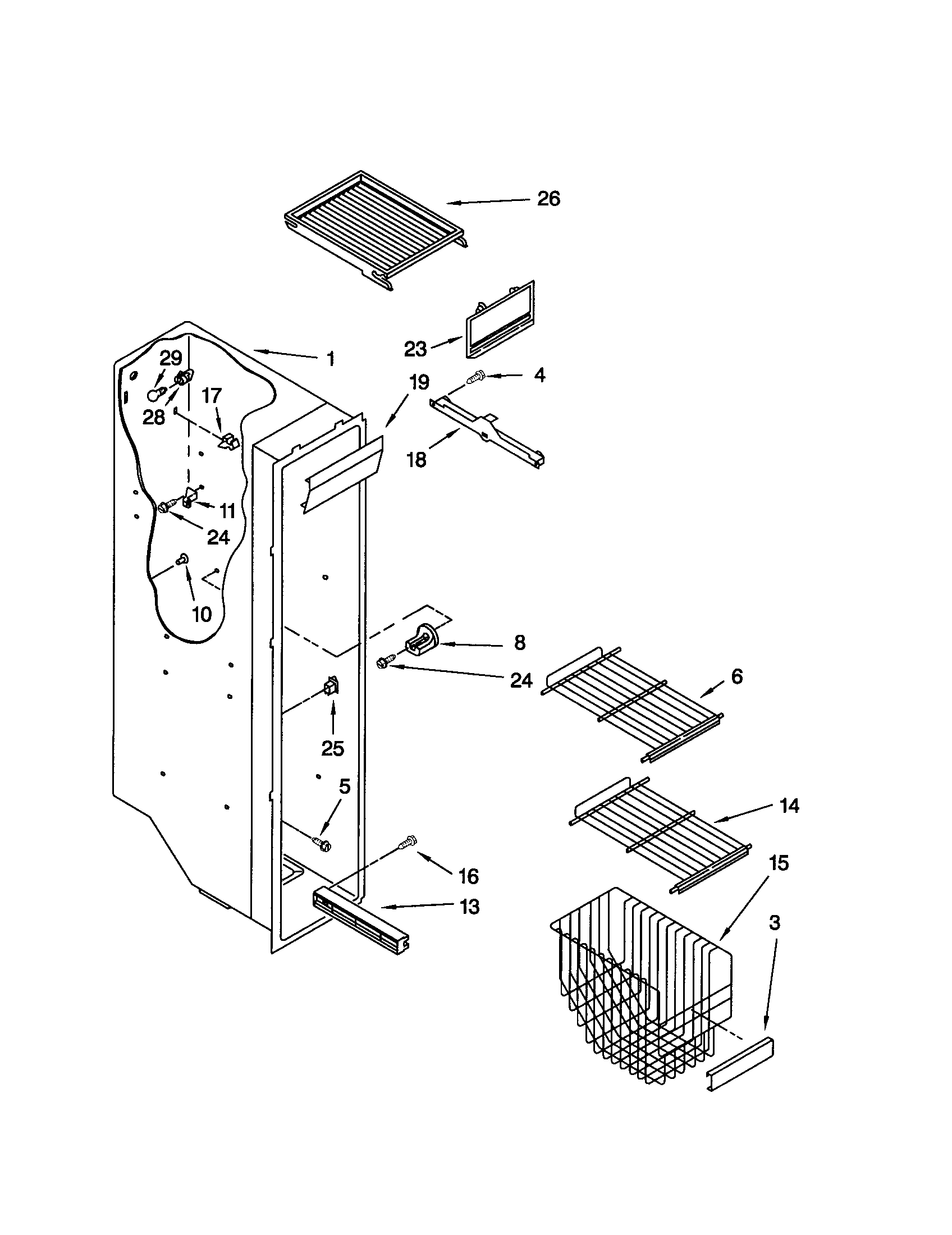 Kenmore 10652572202 freezer liner diagram