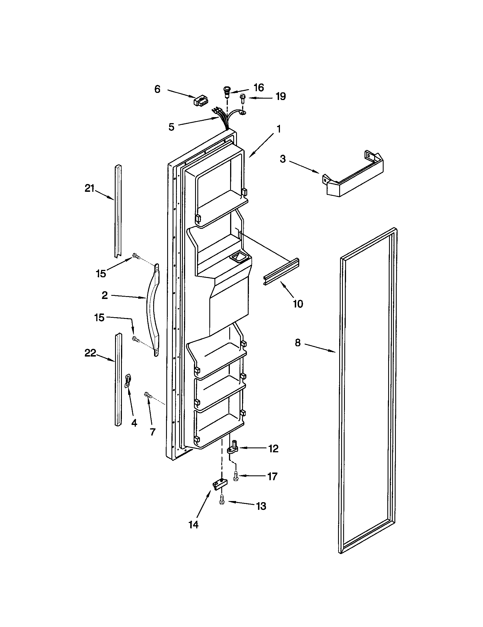 Kenmore 10652572202 freezer door diagram