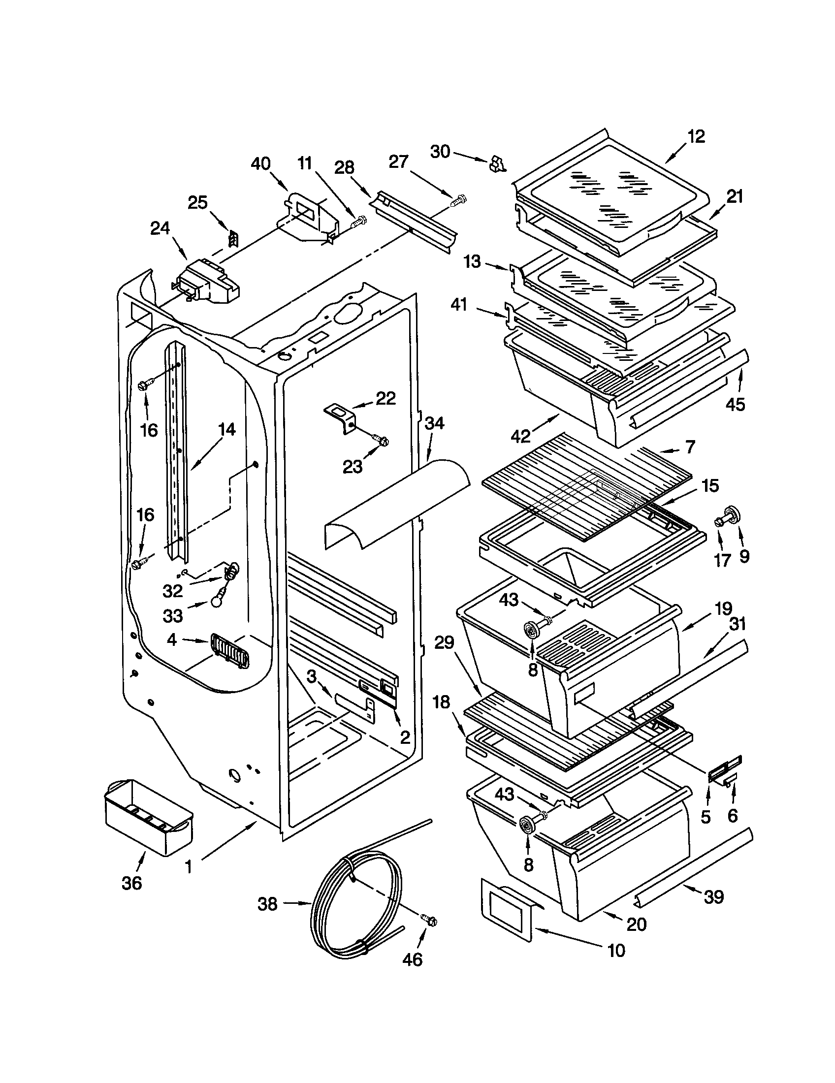 Kenmore 10652582202 refrigerator liner diagram