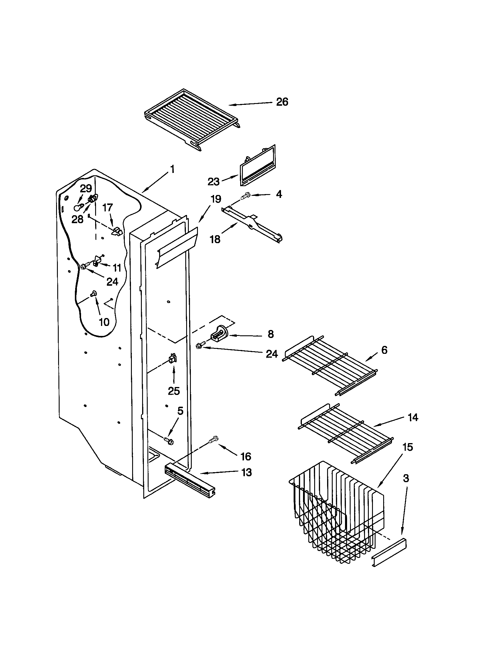 Kenmore 10652582202 freezer liner diagram