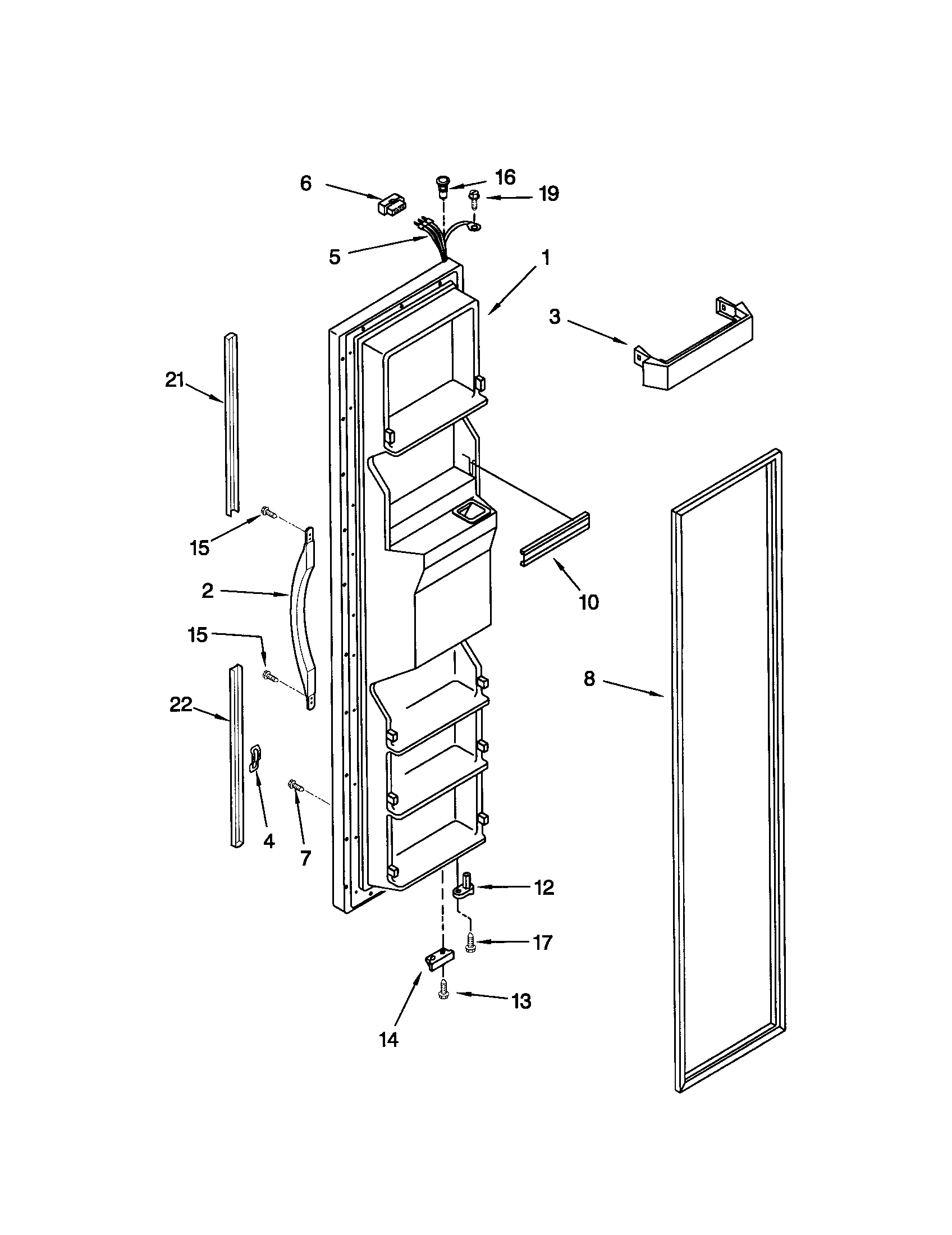 Kenmore 10652582202 freezer door diagram