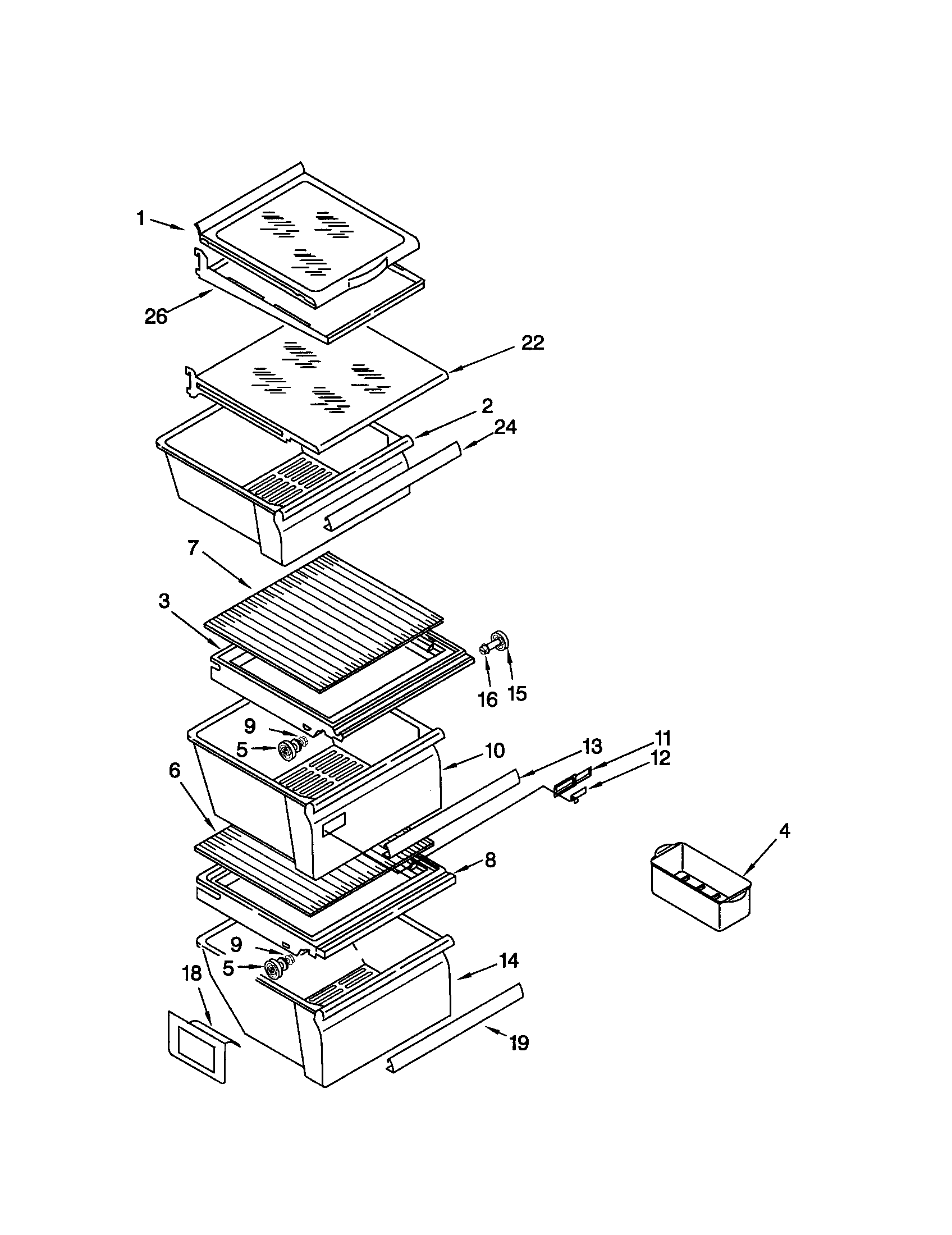 Kenmore 10653559202 refrigerator shelf diagram
