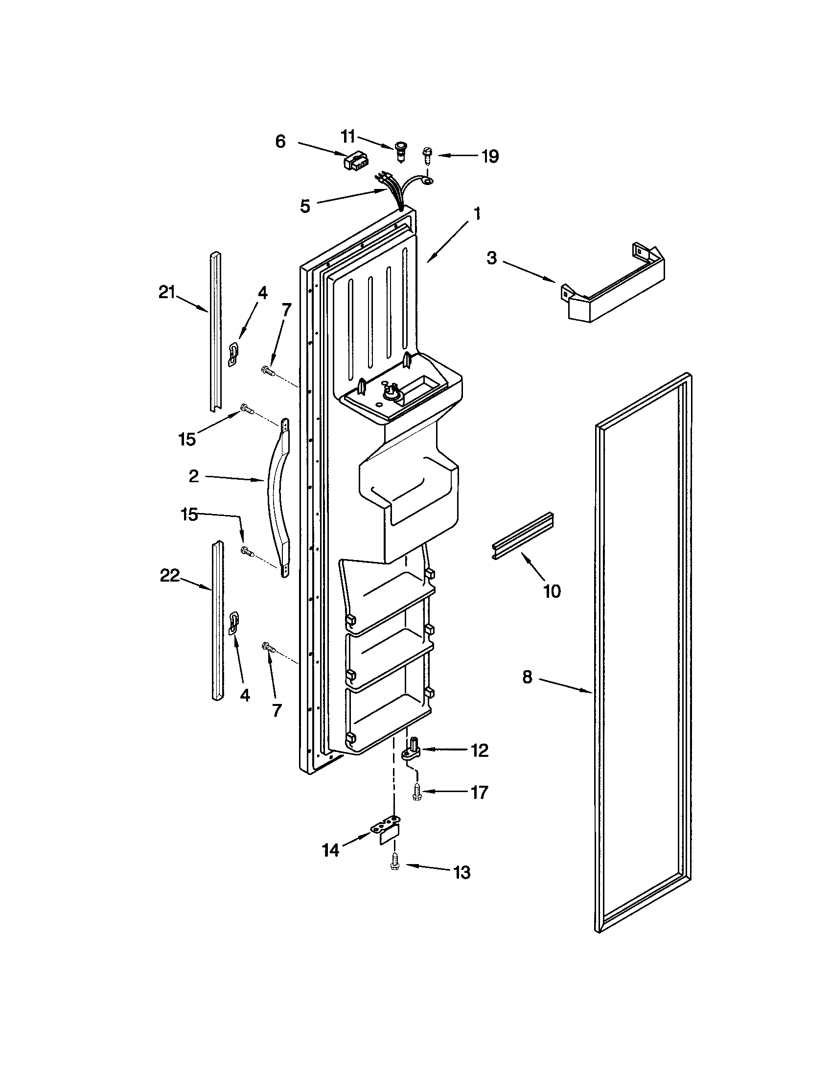 Kenmore 10653559202 freezer door diagram