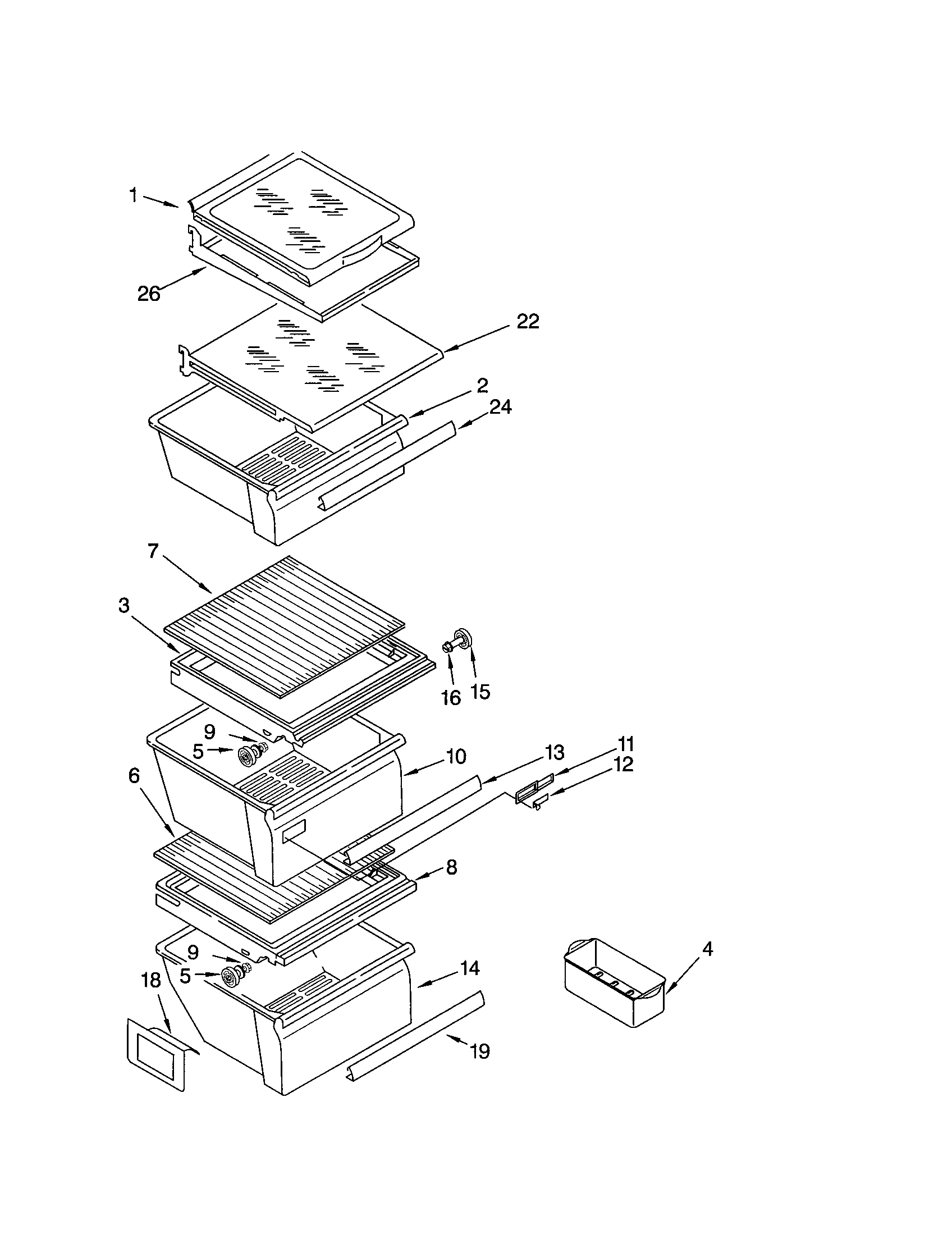 Kenmore 10653569202 refrigerator shelf diagram
