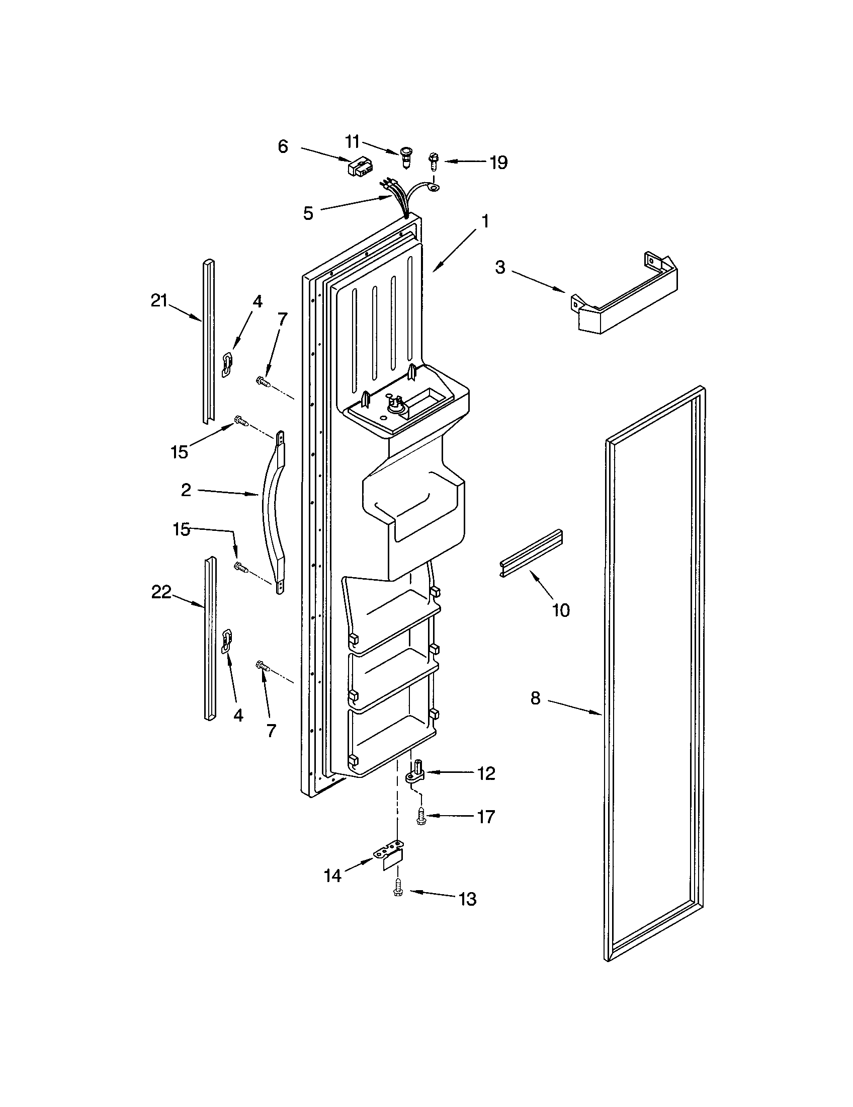 Kenmore 10653769202 freezer door diagram