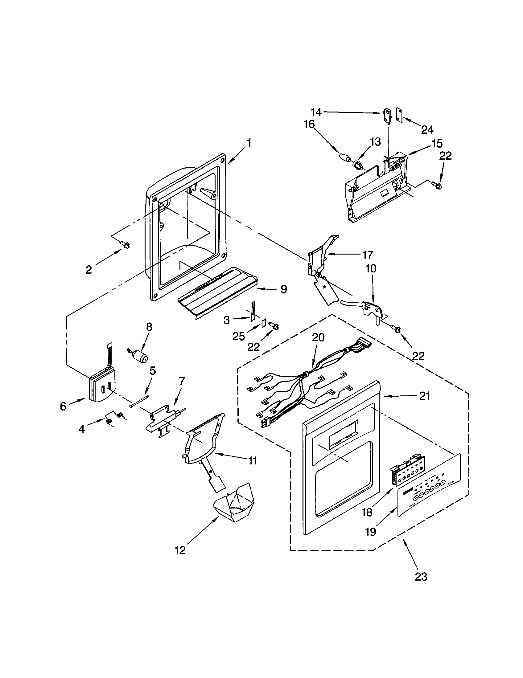 Kenmore 10653769202 dispenser front diagram